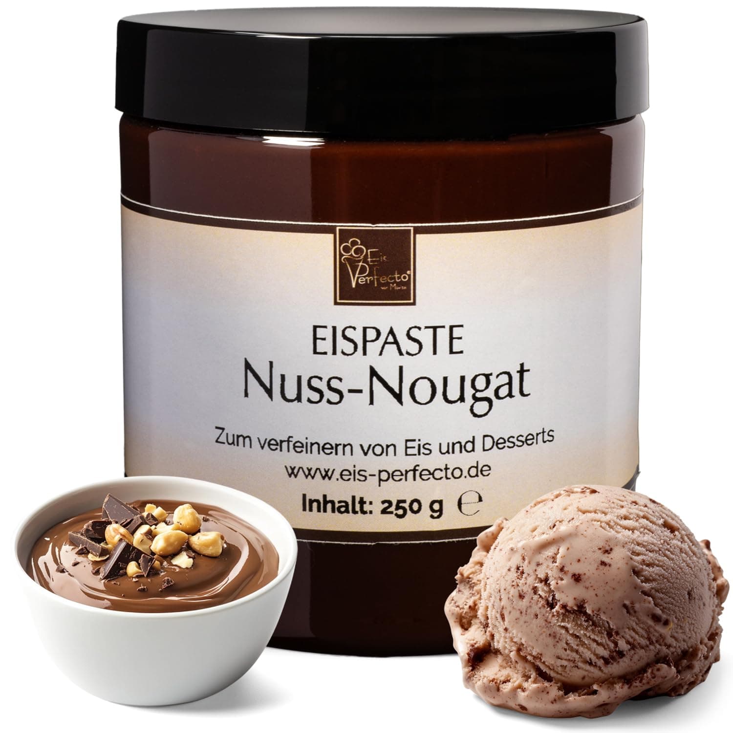 Nuss-Nougat Eispaste für köstliches aromatisches Eis » Auch zum Verfeinern von leckeren Desserts, Getränke, Pralinen Torten und vielem mehr » Inhalt 250 g Angebot bei HelloDeals
