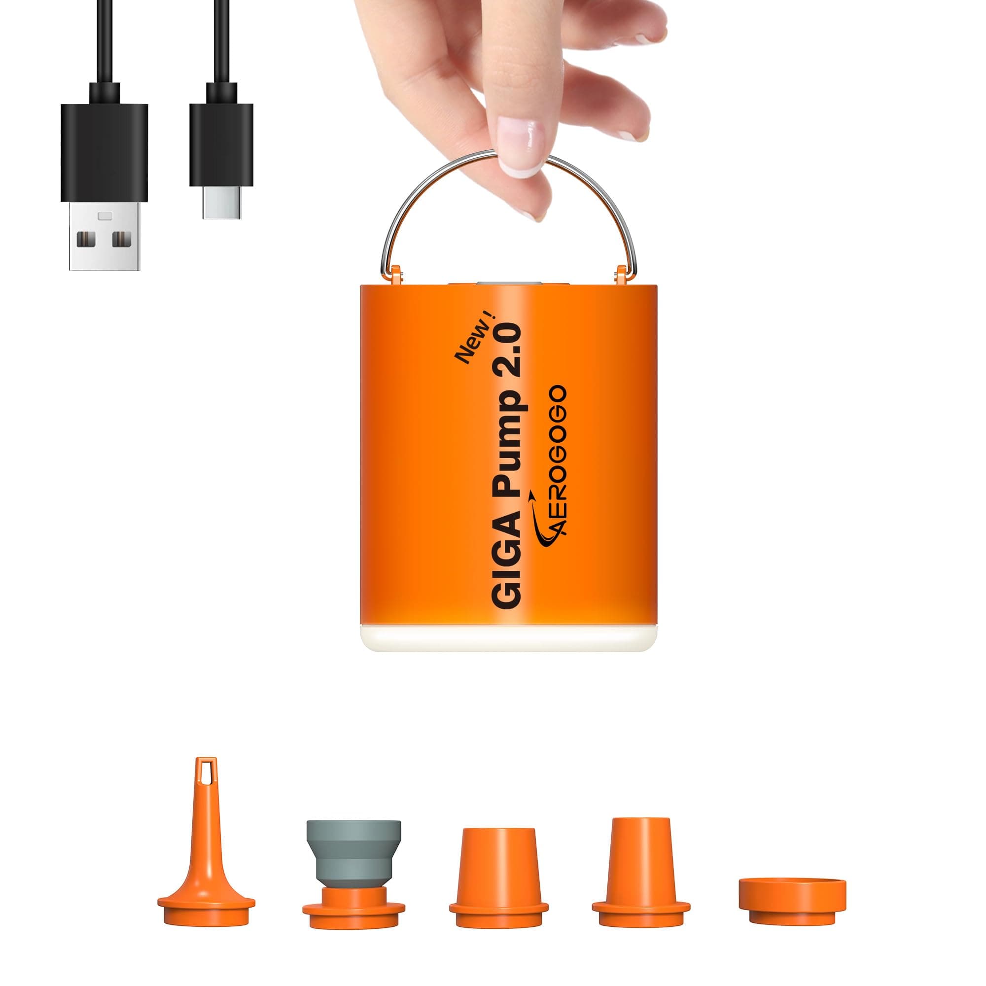 GIGA Pump 2.0 Elektrische Tragbare Luft Pumpe 1300mAh Batterie Wiederaufladbare Pumpe Ultra-Mini Aufbläser/Entlüfter Pumpe für Schwimmringe Luftmatratze Bett Poolspielzeug mit 400 LMS Licht New GIGA PUMP