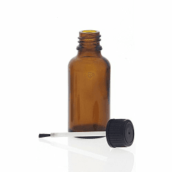 Braune Glas Pinselflasche, Kosmetex lichtschützende Braunglas Flasche mit Pinsel, 30 ml Angebot bei HelloDeals