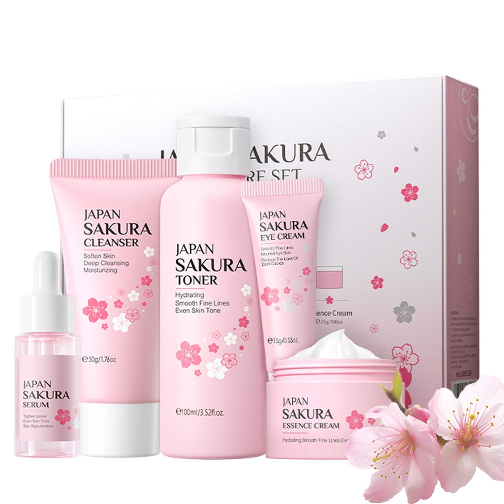 5pcs Sakura Hautpflege Sets Geschenke für Teenager Mädchen,Mädchen Hautpflege Set, Feuchtigkeit Kirschblüte Hautpflege Kit,Pamper Geschenk Set für Mädchen Frauen Mutter Tochter Geburtstag Weihnachten Angebot bei HelloDeals