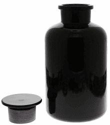 Apothekerglas Mironglas Violett-Glas, 2 Ltr. Kosmetex Apotherkerflasche mit Glasstopfen, 2000 ml, rund m. Miron