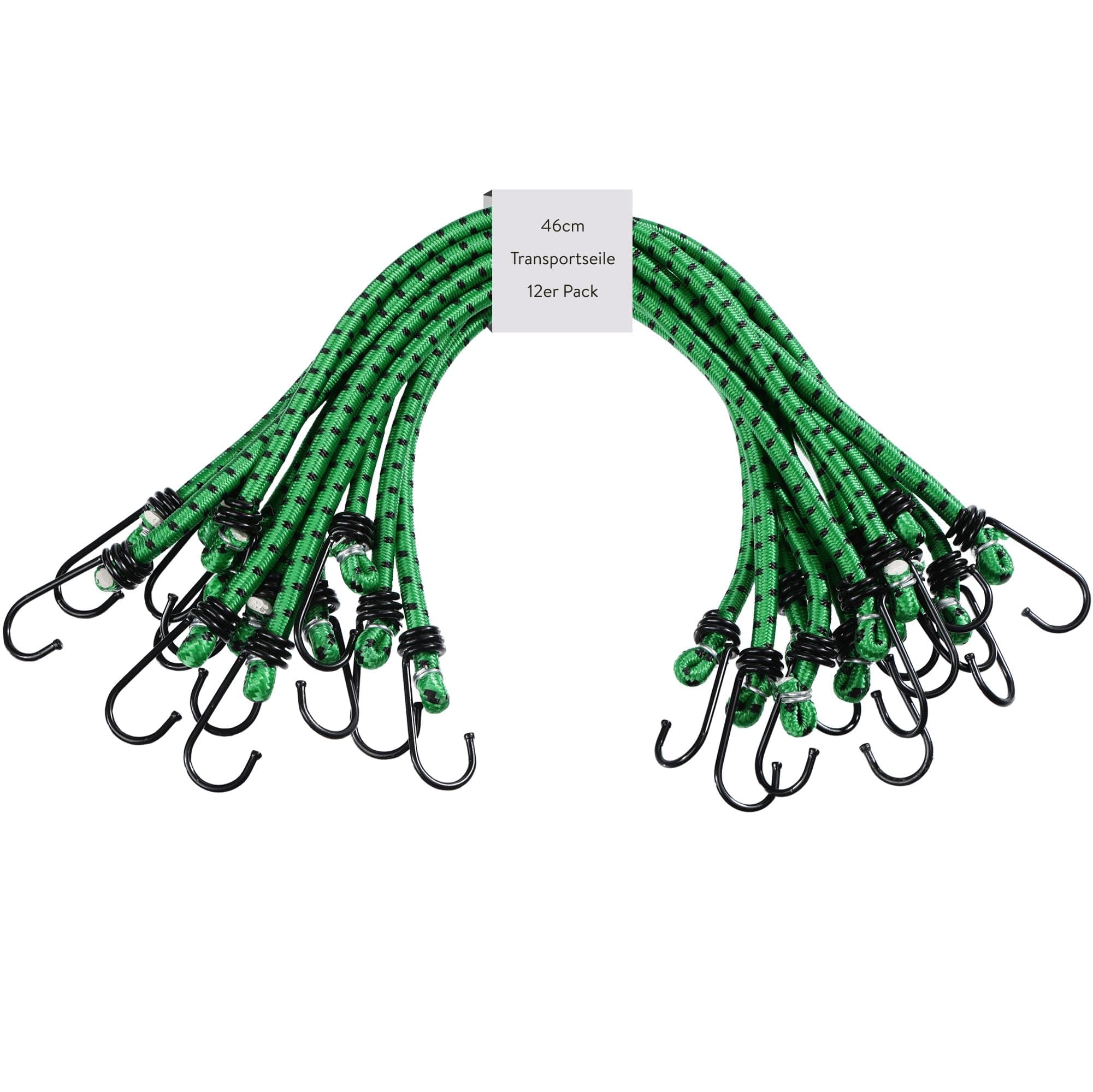PRETEX 12er Set Universal Expander Gepäckspanner mit Haken - 46 cm Lange Gummispanner Gummiband Set - 12x Fahrrad Spanngurte Spanngummi - Bungee Cord Set - Grün 12 Stk Grün, 46cm Angebot bei HelloDeals
