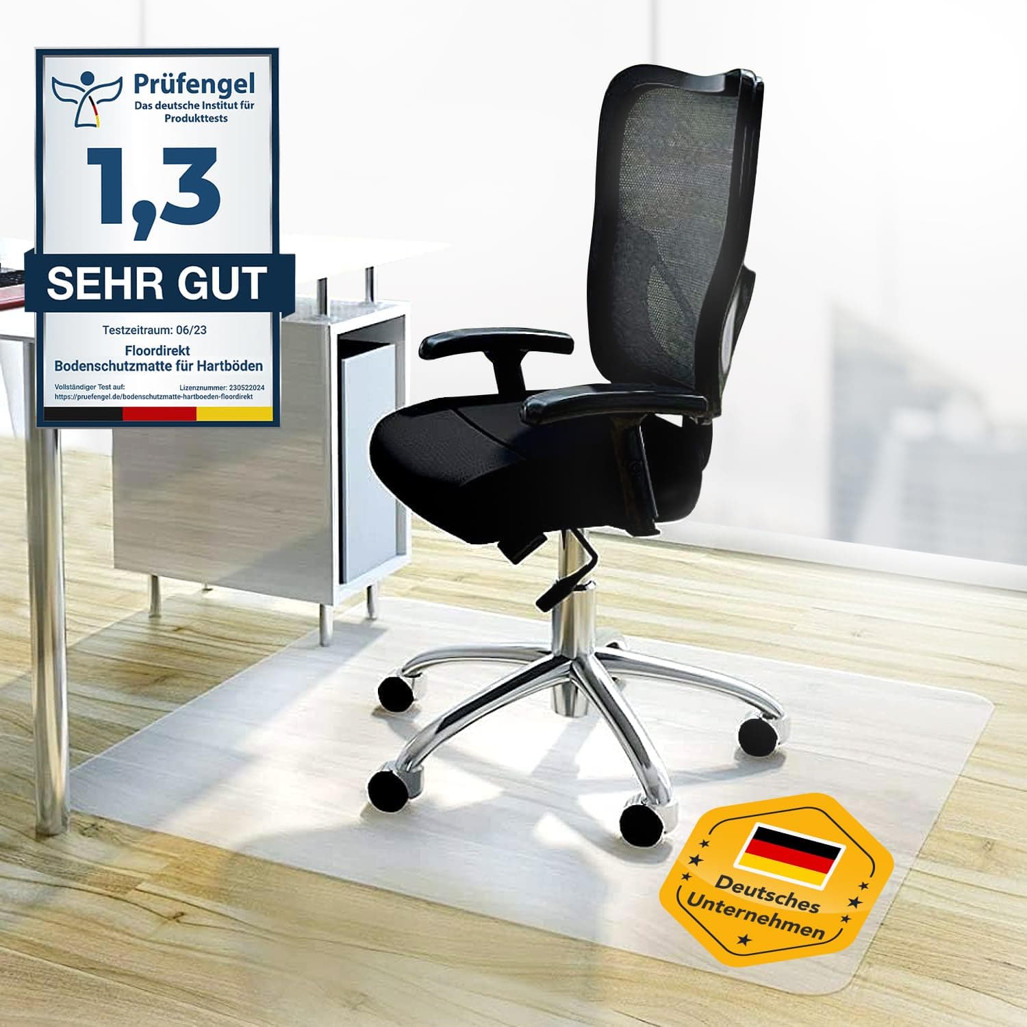 Floordirekt Bodenschutzmatte - Kratzfest, rutschfest, Milchweiß - Bodenmatte, Bodenschutz, Bürostuhlunterlage, Unterlegmatte, Schutzmatte für Laminat, Parkett, Hartböden (50 x 70 cm) Angebot bei HelloDeals