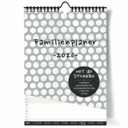 XXL Familienplaner 2026 6 Spalten Wandkalender | DIN A3 I Zum Aufhängen in der Küche |Familienkalender & Sticker, Ferientermine, Jahresübersicht, extra Seite für Urlaubsplanung… 2026 GRAU Angebot bei HelloDeals