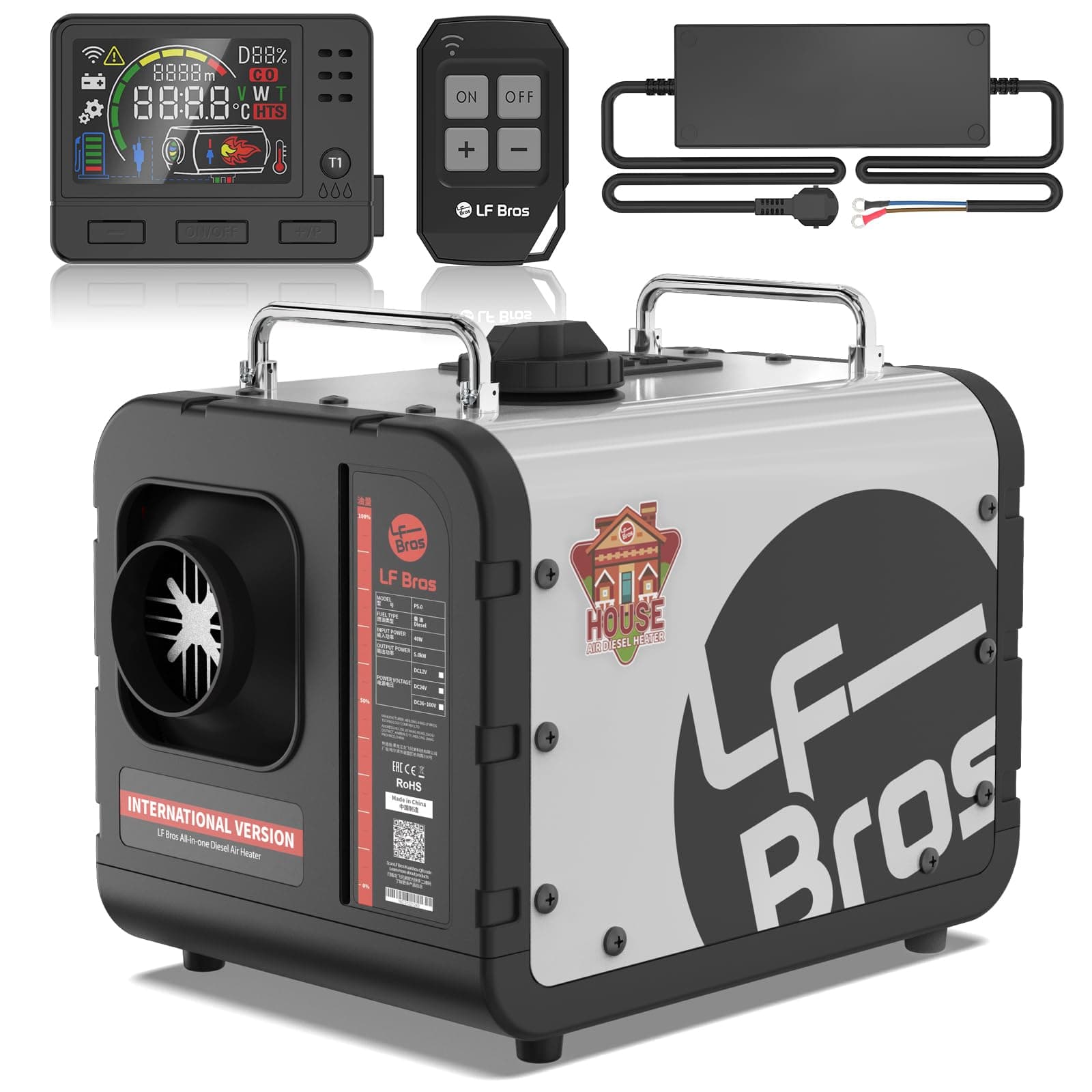 LF Bros 5 kW Dieselheizung -12V/24V/110-240V Standheizung Diesel - Diesel Lufterhitzer mit Fernbedienung und LCD-Display-Schnelles Aufheizen für Garage Camping Wohnmobil(Weiß) N2 Angebot bei HelloDeals