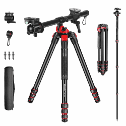 Kamerastativ Manbily 178cm 70" Horizontale Überkopf 360° Aluminium Stativ Einbeinstative Drehbarer Mittelsäulenarm 180° Reisestativ 36mm Kugelkopf & Halterungsplattform für DSLR Kamera Video Camcorder Angebot bei HelloDeals