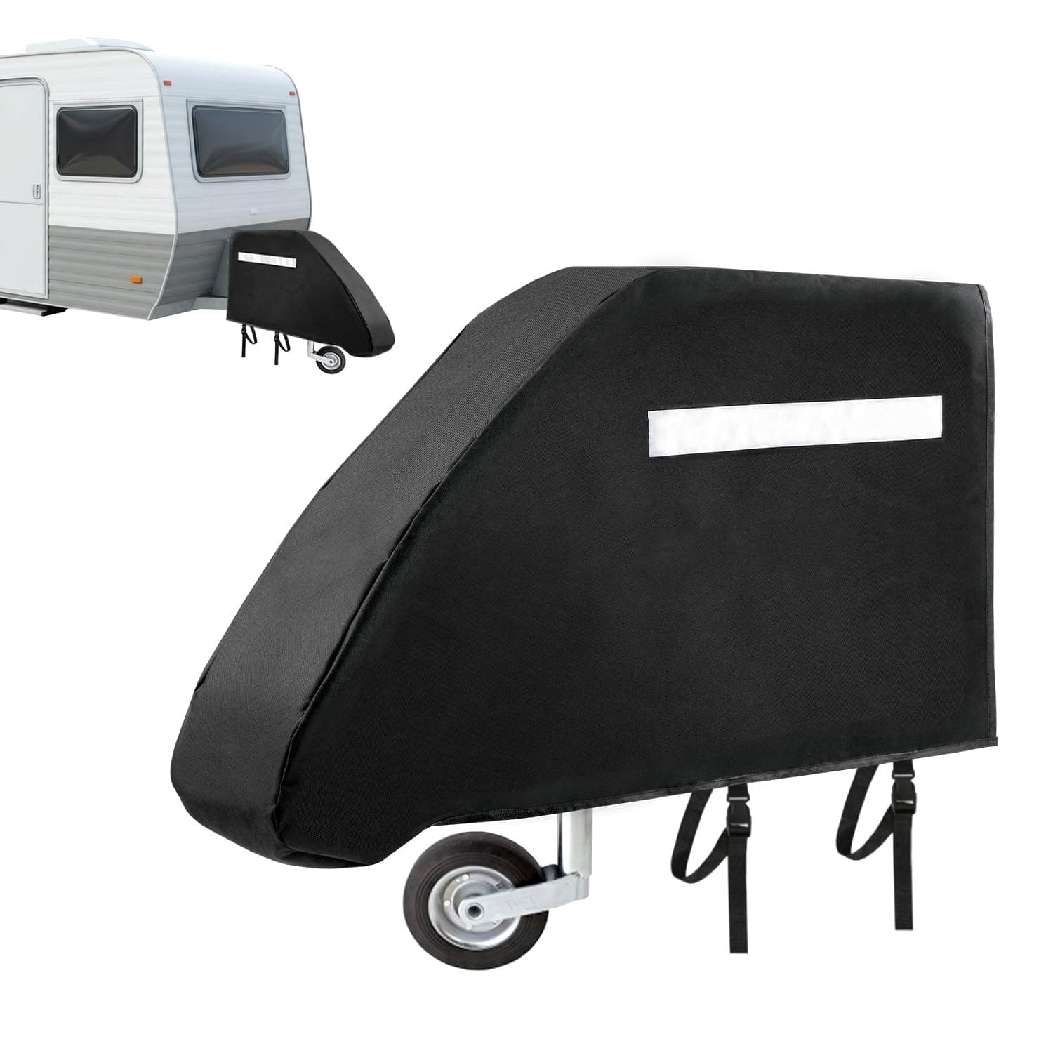 WISEPRO Deichselabdeckung Wohnwagen – Universelle Abdeckung für Anhängerkupplungen mit Reflektorstreifen und Doppel-Klickverschluss, 600D wasserdicht & wetterfest Angebot bei HelloDeals