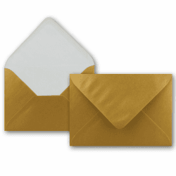 25 Brief-Umschläge - Gold Metallic - DIN C6-114 x 162 mm - Kuverts mit Nassklebung ohne Fenster für Gruß-Karten & Einladungen - FarbenFroh by GUSTAV NEUSER 25 Umschläge 28-Gold Metallic Angebot bei HelloDeals