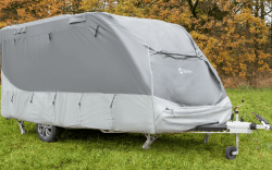 BERGER Abdeckplane für Caravan & Wohnwagen | Atmungsaktive Schutzhülle | langlebige 4-lagige Abdeckung | Schutz vor Regen, UV & Schmutz | Verschiedene Längen 450 - 500 cm Caravan / Wohnwagen Angebot bei HelloDeals