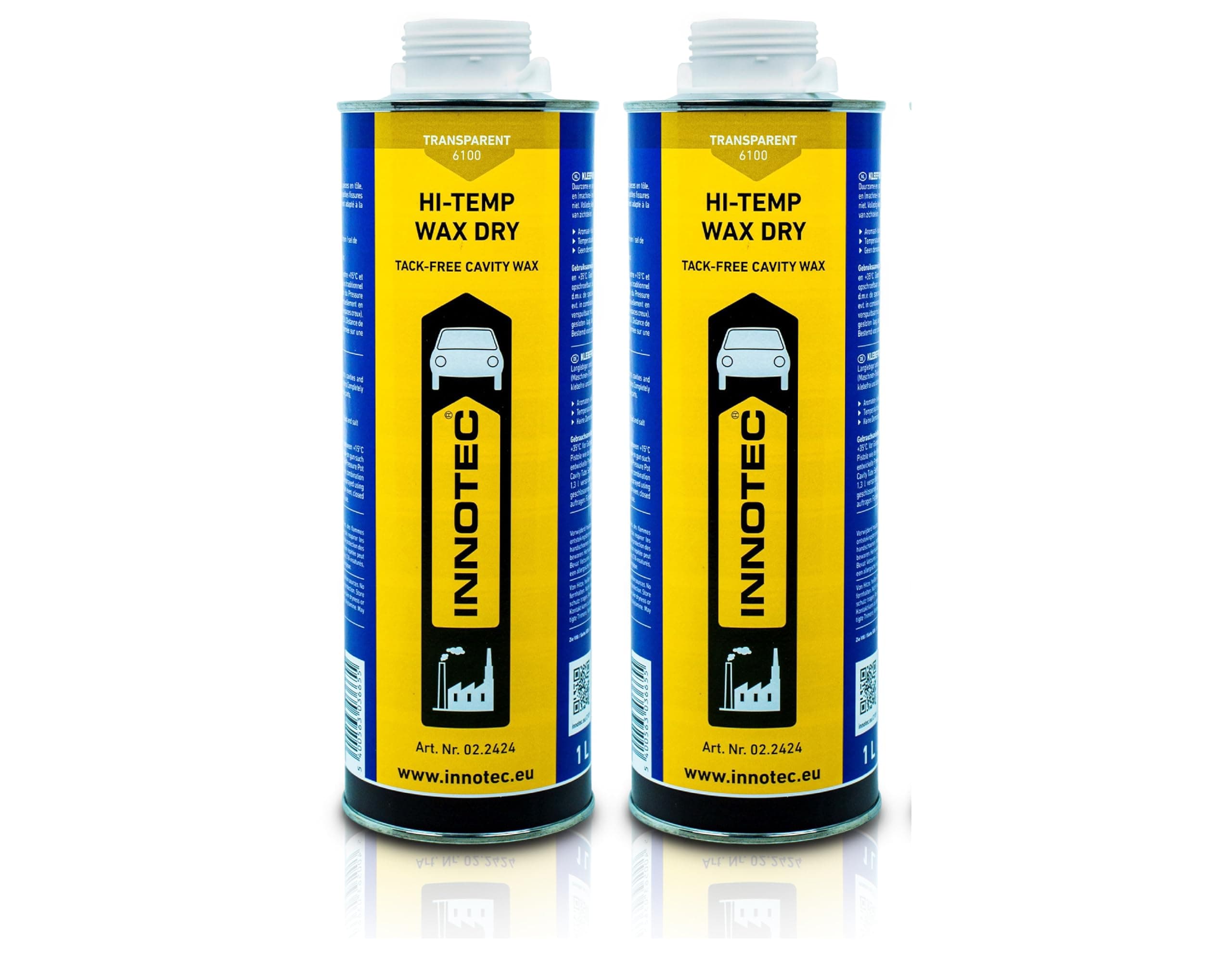 2 Stück Innotec Hi-Temp Wax Dry Transparent - Next Level Konservierung für Automotive & Industrie - Idealer Unterbodenschutz und Hohlraumkonservierung - Rostschutzmittel für Fahrzeuge - 1 Liter Dose