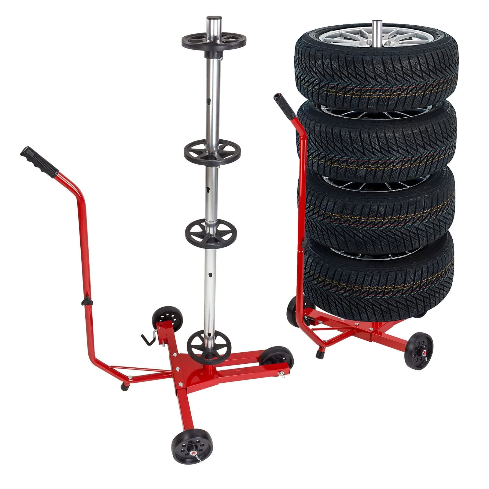 DEMA Reifenständer – Mobil fahrbarer Reifenhalter für PKW, Felgenbaum, Reifenwagen, Felgenständer, für Autoreifen, stabil & praktisch, ideal für Werkstatt und Garage