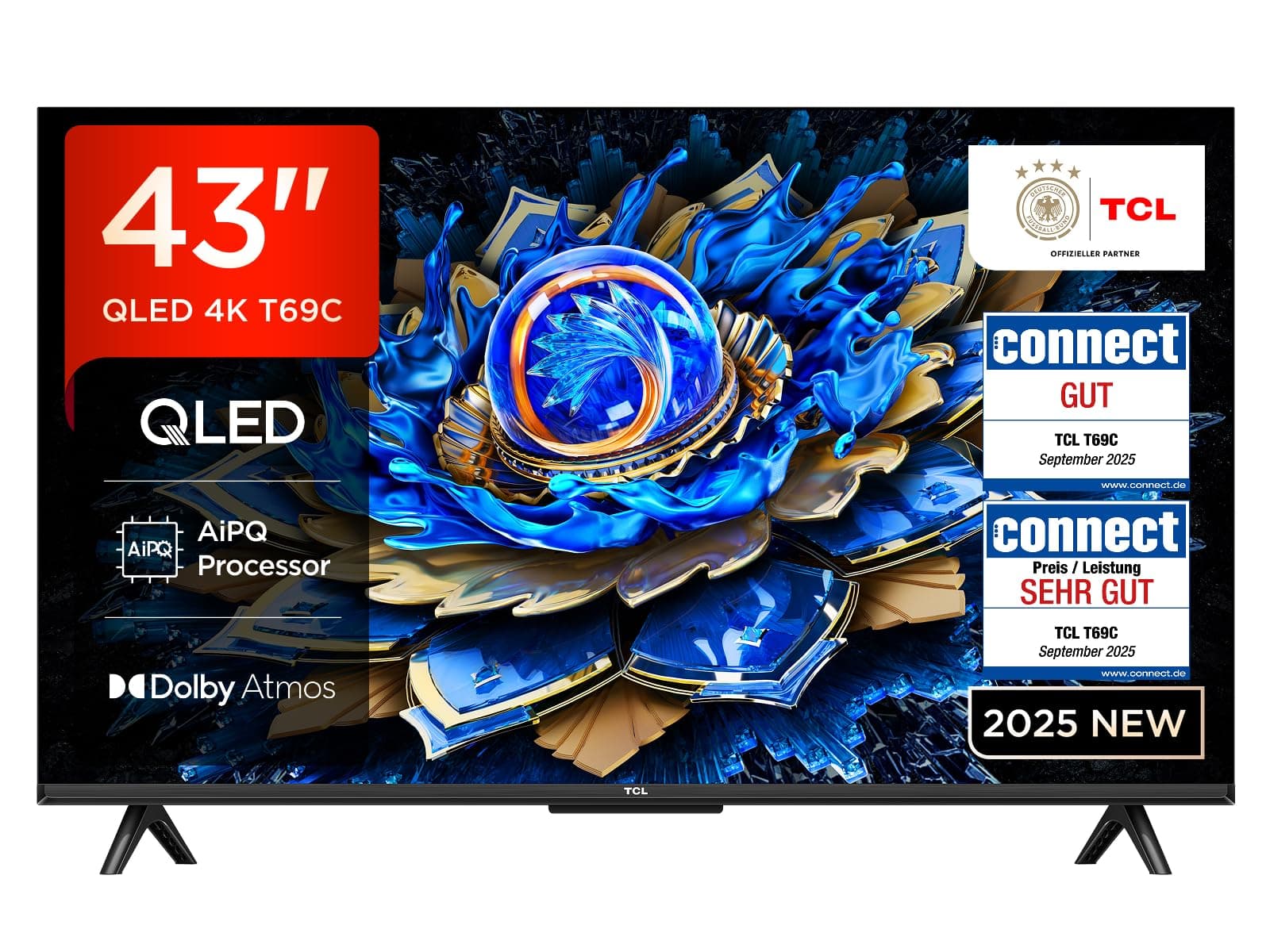TCL 43T69C 43 Zoll QLED, Direct LED TV, 4K HDR TV, Smart Google TV (Dolby Vision & Atmos, Motion Clarity, Kompatibel mit Google Assistant & Alexa) 2025 T69C 60Hz QLED 43 Zoll Angebot bei HelloDeals