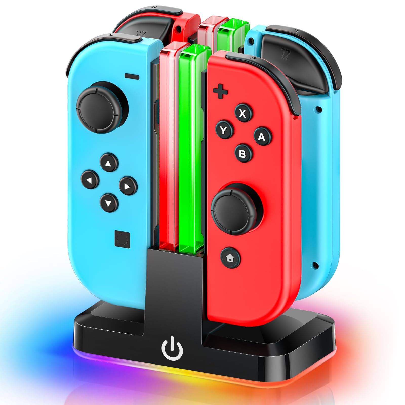 Switch Controller Ladestation, Joycon Ladestation mit 9 RGB Licht, 2.5St Ladegerät für 4 Nintendo Joy-Con, Nintendo OLED Joy Con Ladegerät, Switch-Zubehör Angebot bei HelloDeals