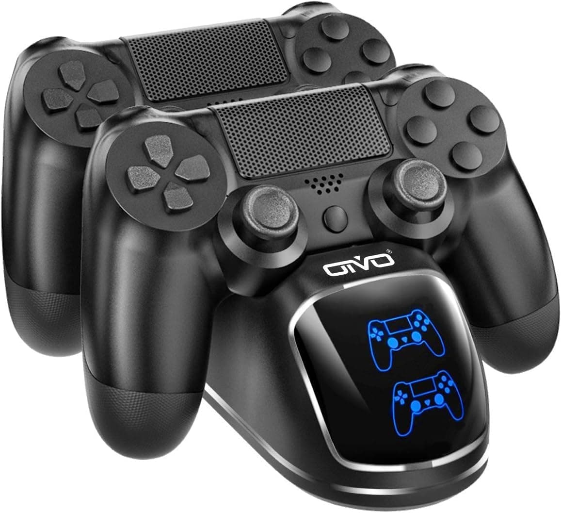OIVO PlayStation 4 Controller Ladestation mit 1,8 Stunden Ladechip, PS4 Charger Dock Staion, für Sony PlayStation 4/PS4/Pro/PS4 Slim Controller Schwarz Angebot bei HelloDeals