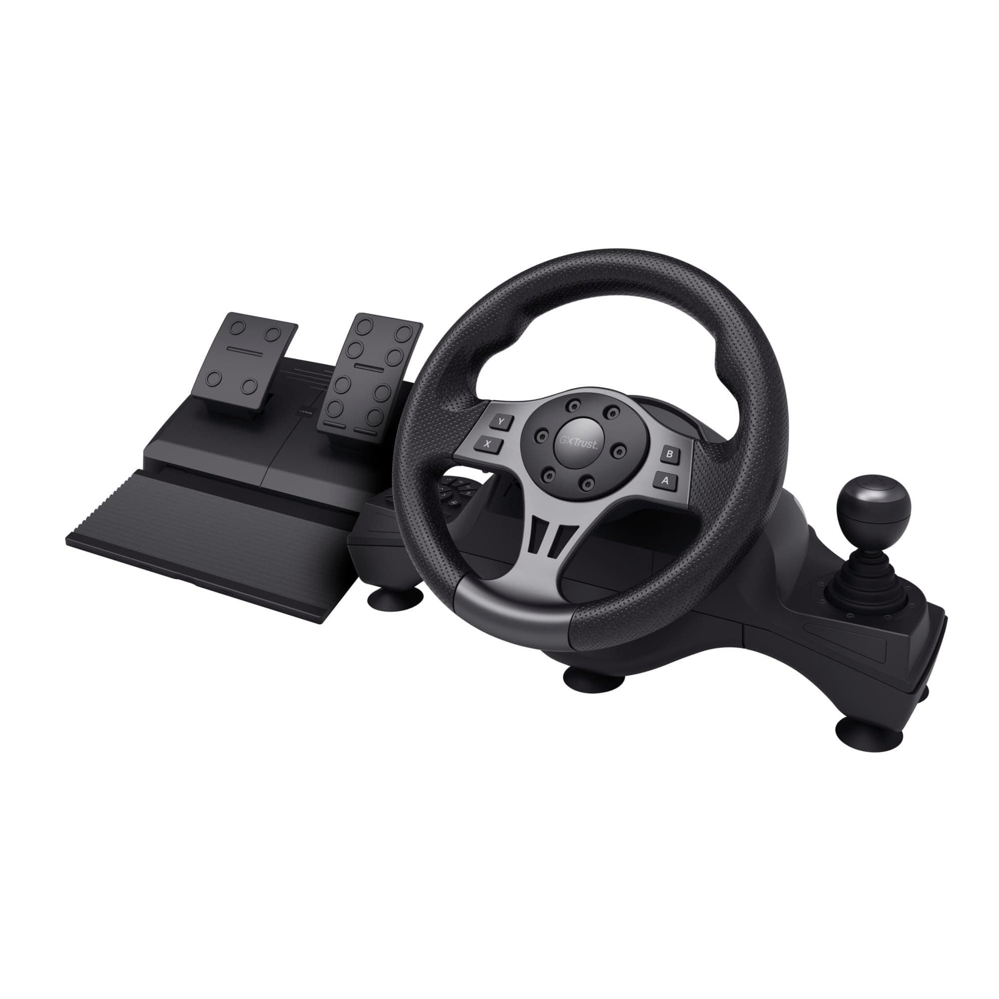 Trust GXT 289 Movi Gaming Lenkrad PC, Xbox Series X/S, PS4, Nintendo Switch, Racing Wheel mit Pedalen, Schaltwippen, Schalthebel, Vibrationsfeedback, Sim Racing Farming Simulator / F1 / Gran Turismo Angebot bei HelloDeals