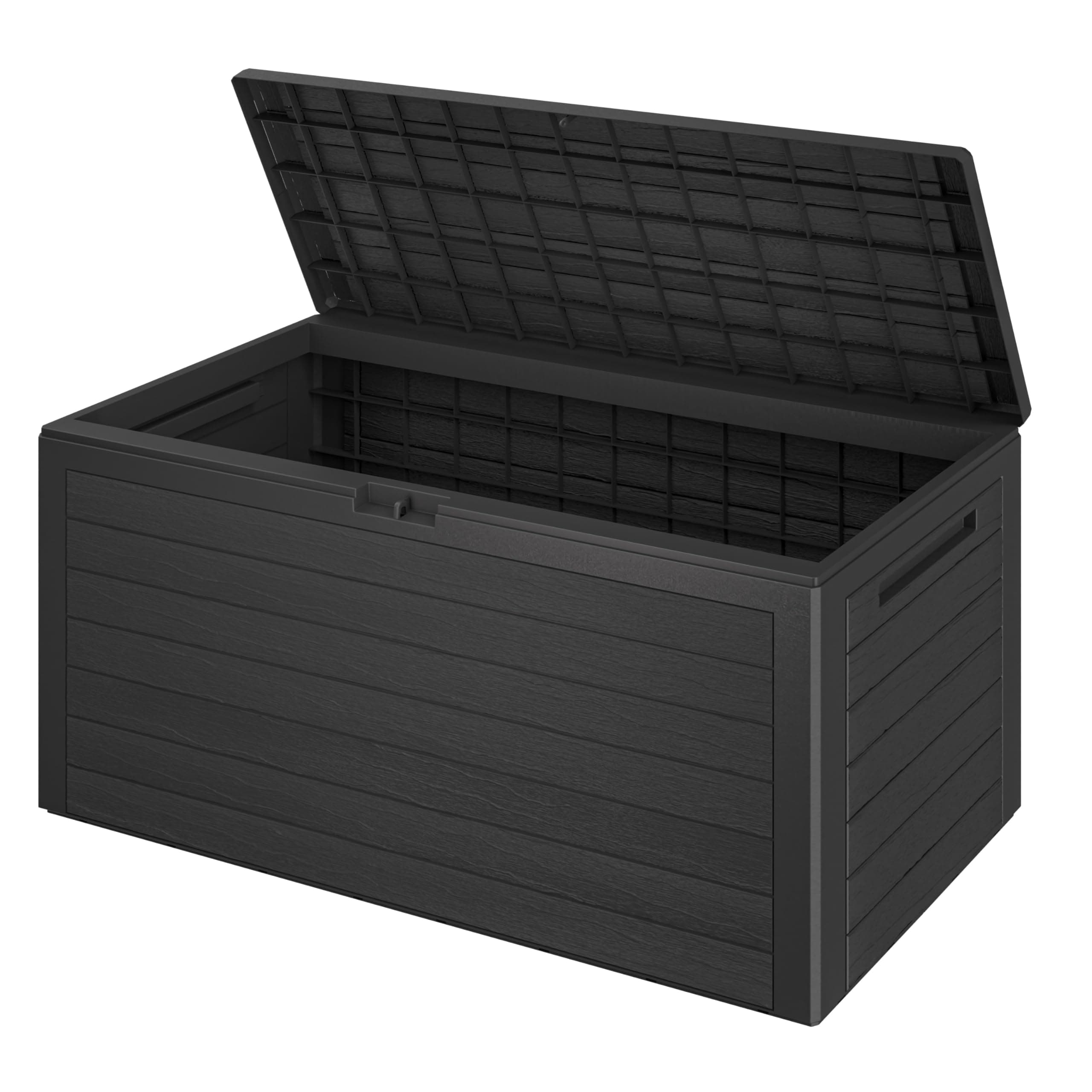 Casaria® Gartenbox 280L UV-beständig Griffmulden Verschlussvorrichtung Balkon Terrasse Wohnzimmer Wintergarten Kissenbox 116x43cm Holz-Optik Anthrazit Angebot bei HelloDeals