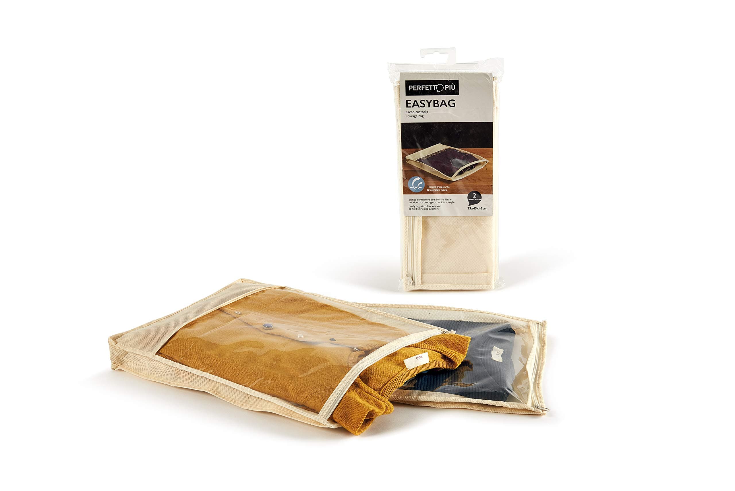 Perfetto Easybag TNT Aufbewahrungstasche Hemden, Canvas, Ecru, 33x45x5 cm, 2 Naturfarben 33.0x45.0x5.0 cm Angebot bei HelloDeals