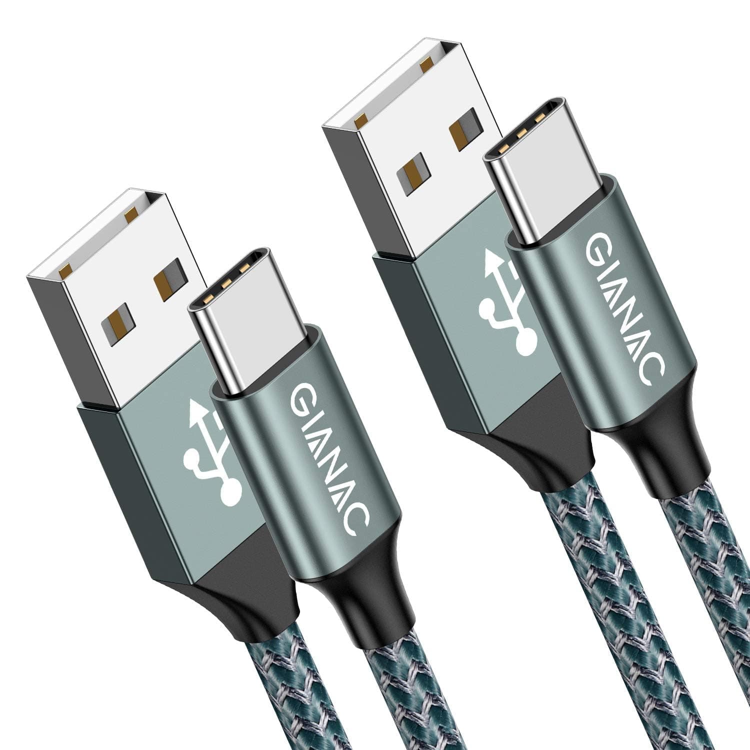 GIANAC USB C Kabel, [2 Stück 2m] 3.1A ladekabel USB C Schnellladung und Synchronisierungskabel USB C für Samsung S10/S9/S8te 10te 9, Huawei P30/P20/Mate 20, Sony Xperia 2M+2M Angebot bei HelloDeals