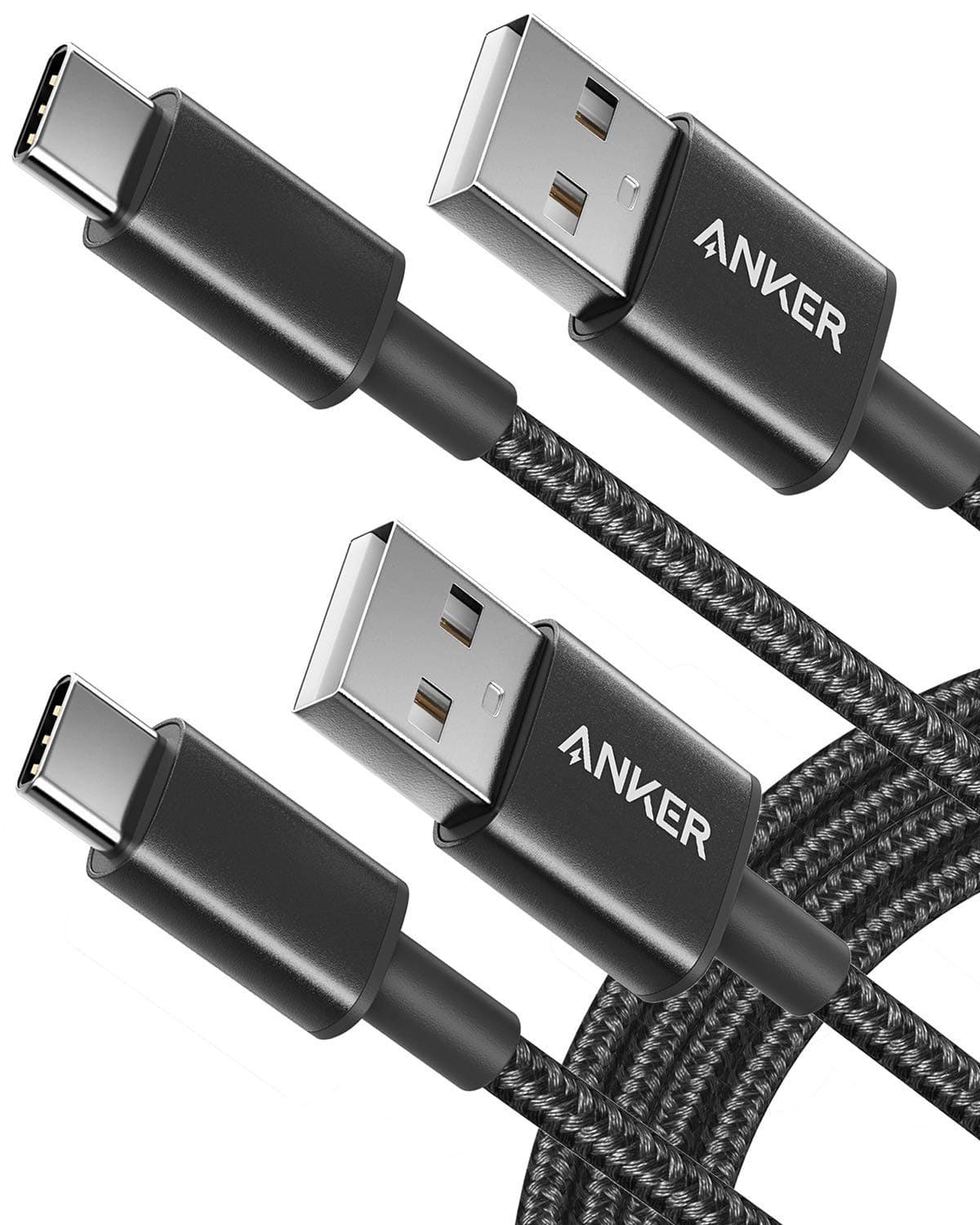 Anker USB-C/USB- A Kabel [2 Stück] 1,8 m Nylon Type C Ladekabel für Samsung Galaxy S10 S9 S8 Plus,Note 9 8,LG G5 G6 V20,HTC 10 U11, Huawei Honor, P20 Lite P10 P9, Mate9 10 usw (Schwarz) 1,8m+1,8m Schwarz Angebot bei HelloDeals