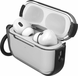 OtterBox Clear Series Kopfhörer Hülle für AirPods Pro (1st/2nd gen & Pro 2), stoßfeste, ultraflache, Kratz- und Abriebfeste Schutzhülle für Apple AirPods, inklusive Karabiner, Black Crystal