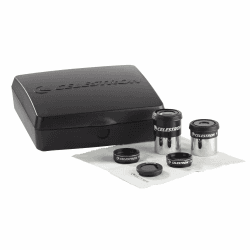 Celestron 94306 PowerSeeker Teleskop Zubehörset - mit Zwei 1,25-Zoll Kellner-Okularen, 3 Farbfilter für Teleskope und Reinigungstuch. Acessory Kit