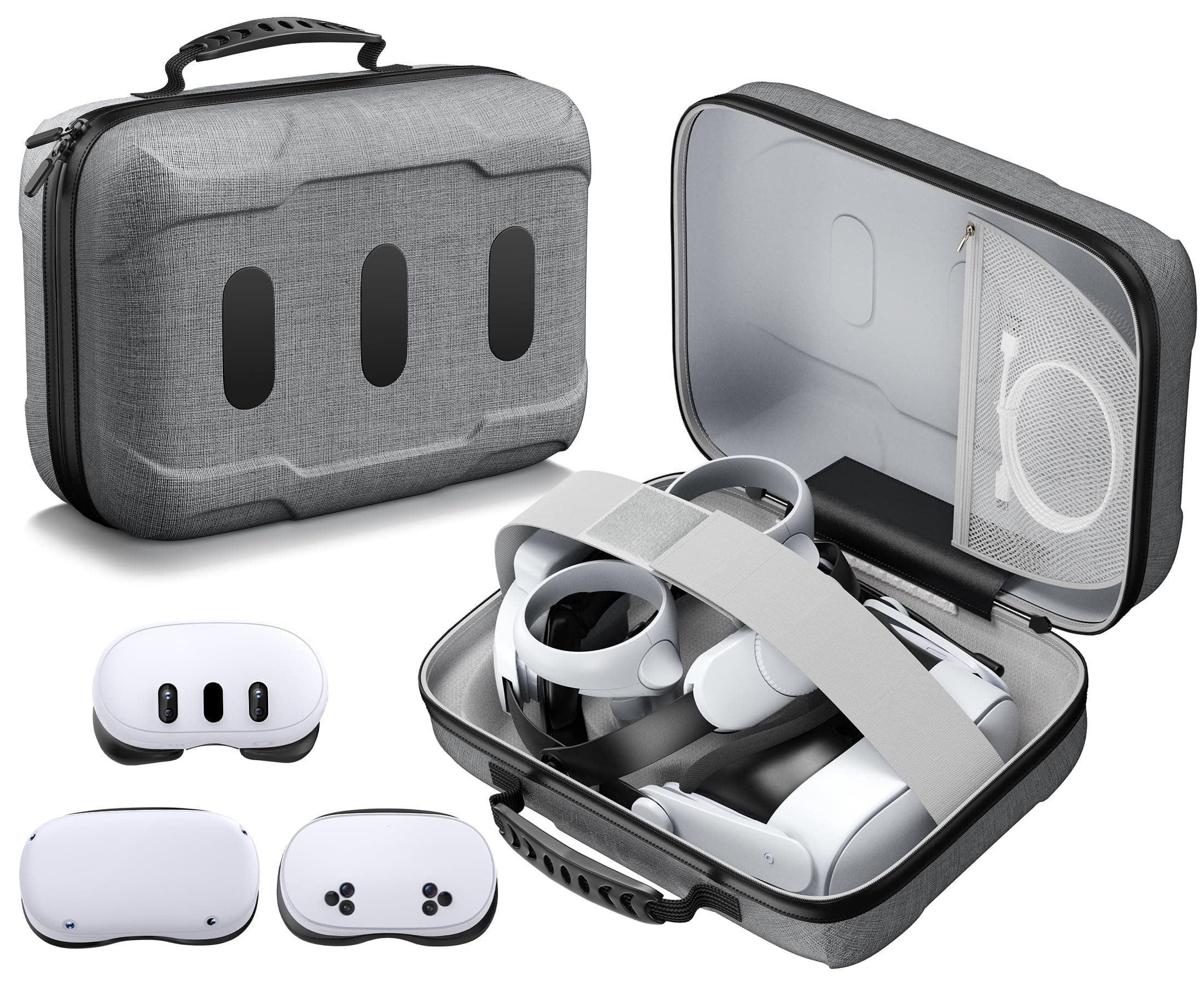 Große Tasche für Meta Quest 3/3S/2, Reisen und Aufbewahrung Tragetasche Kompatibel mit VR Headset Touch Controller Akku Elite Strap Zubehör, 180° Reversible Wasserdicht Hart Tasche für Quest 3/3S/2 Angebot bei HelloDeals