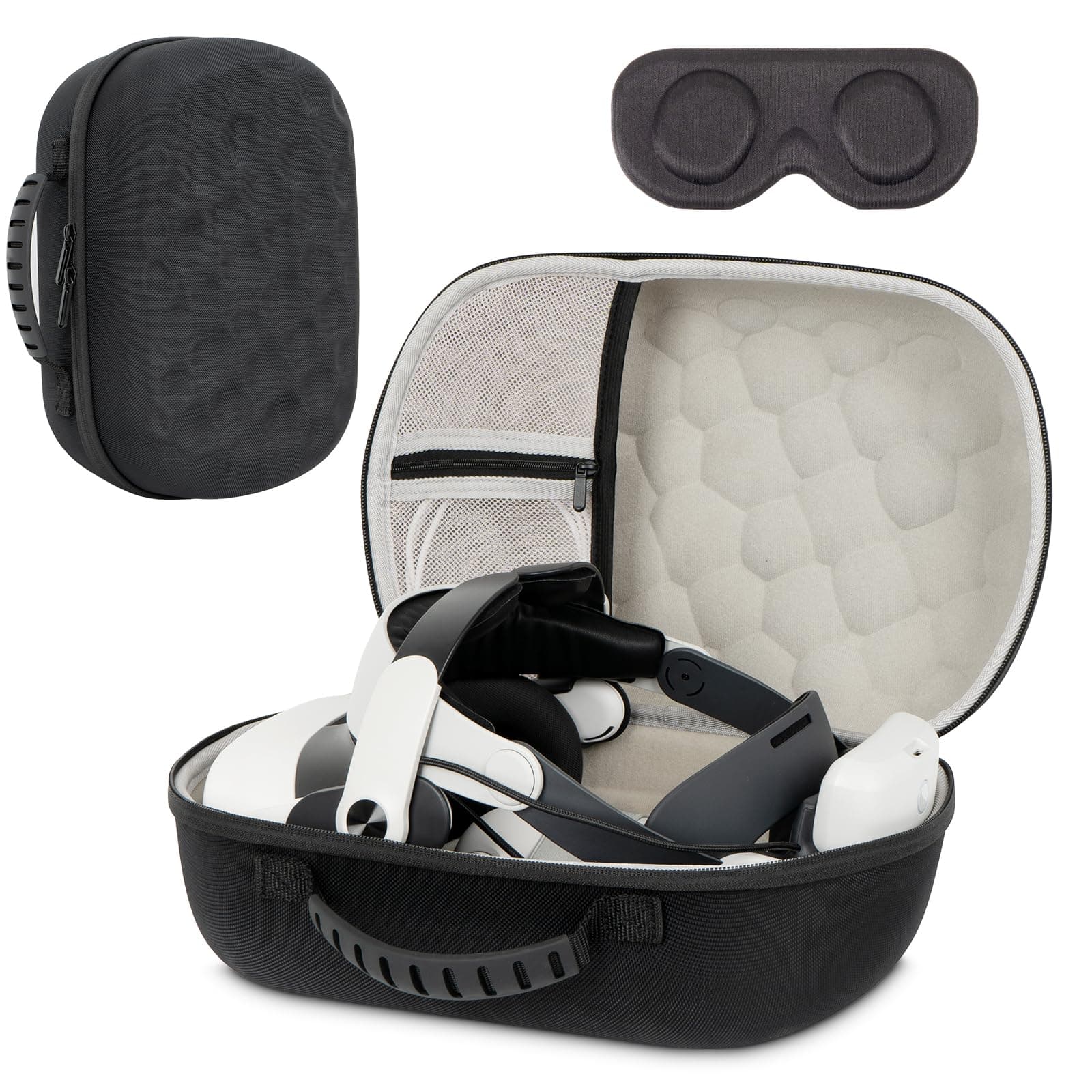 XINGFUDAO Große Tasche für Meta Quest 3/3S, Tragetasche kompatibel mit Kiwi Design/BOBOVR Batterien Elite Headstrap und Zubehör, Hartschalenkoffer für Reise und Aufbewahrung, Schwarz Angebot bei HelloDeals
