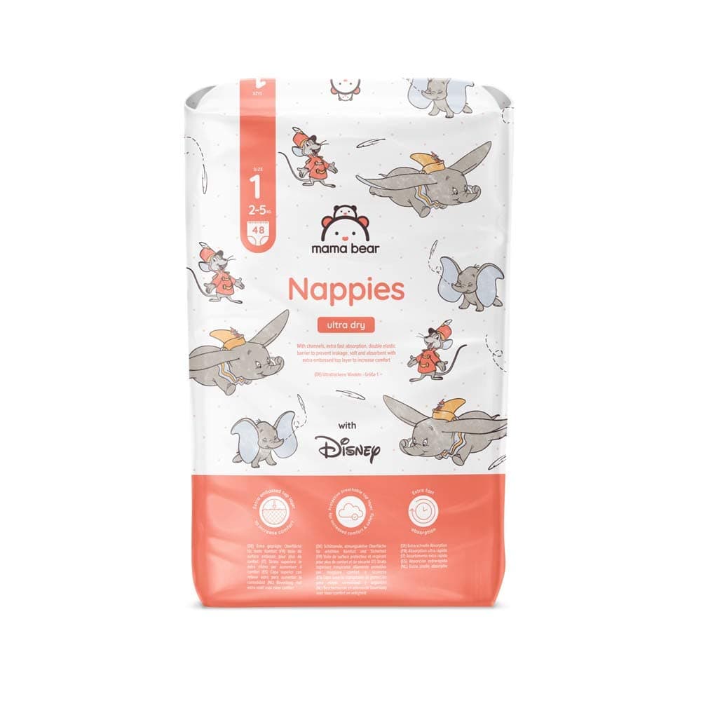 Amazon-Marke: Mama Bear Disney Ultra Dry Windeln Größe 1 (2-5 kg), Weiß, 48 Stück (1-er Pack) Einzelpack Größe 1 (2-5 kg) Angebot bei HelloDeals