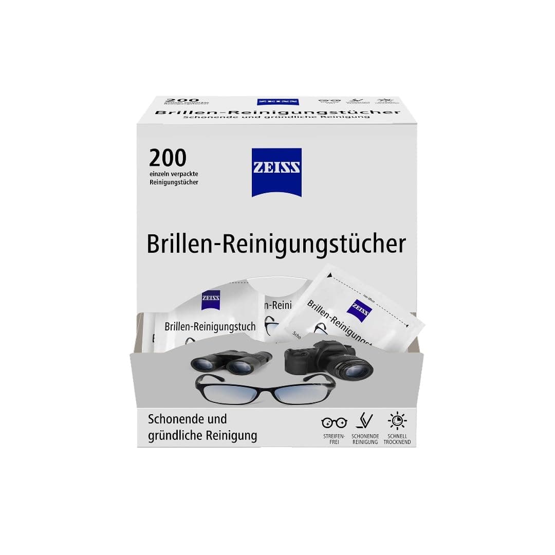 ZEISS Brillen-Reinigungstücher 200 Stück - Schnelle Reinigung mit Alkohol für Brillengläser, Smartphones & Displays - Ultra-Feine, Einzeln Verpackte Putztücher Weiß 200 Stück Angebot bei HelloDeals