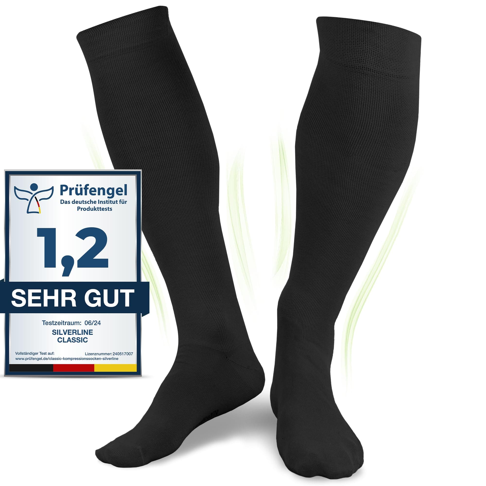 Medizinische Kompressionsstrümpfe für Damen und Herren aus 60% Bio-Baumwolle M (38-40) Schwarz Angebot bei HelloDeals