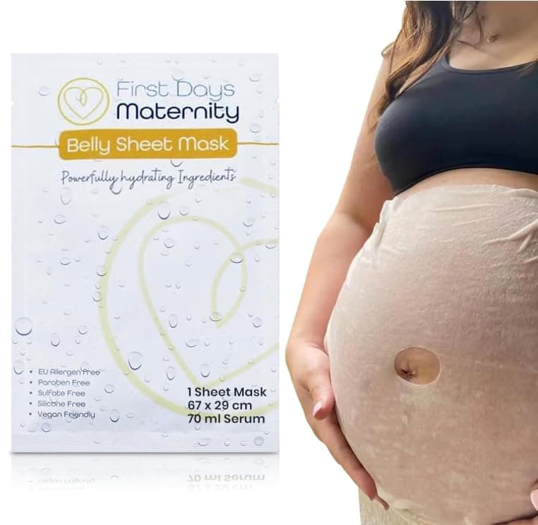 First Days Maternity – Blattmaske für Schwangerschaftsbauch – 70 ml Feuchtigkeitsspendendes Serum, vegan, ultra-nährend, für den Bauch und die Elastizität der Haut, große Größe Angebot bei HelloDeals