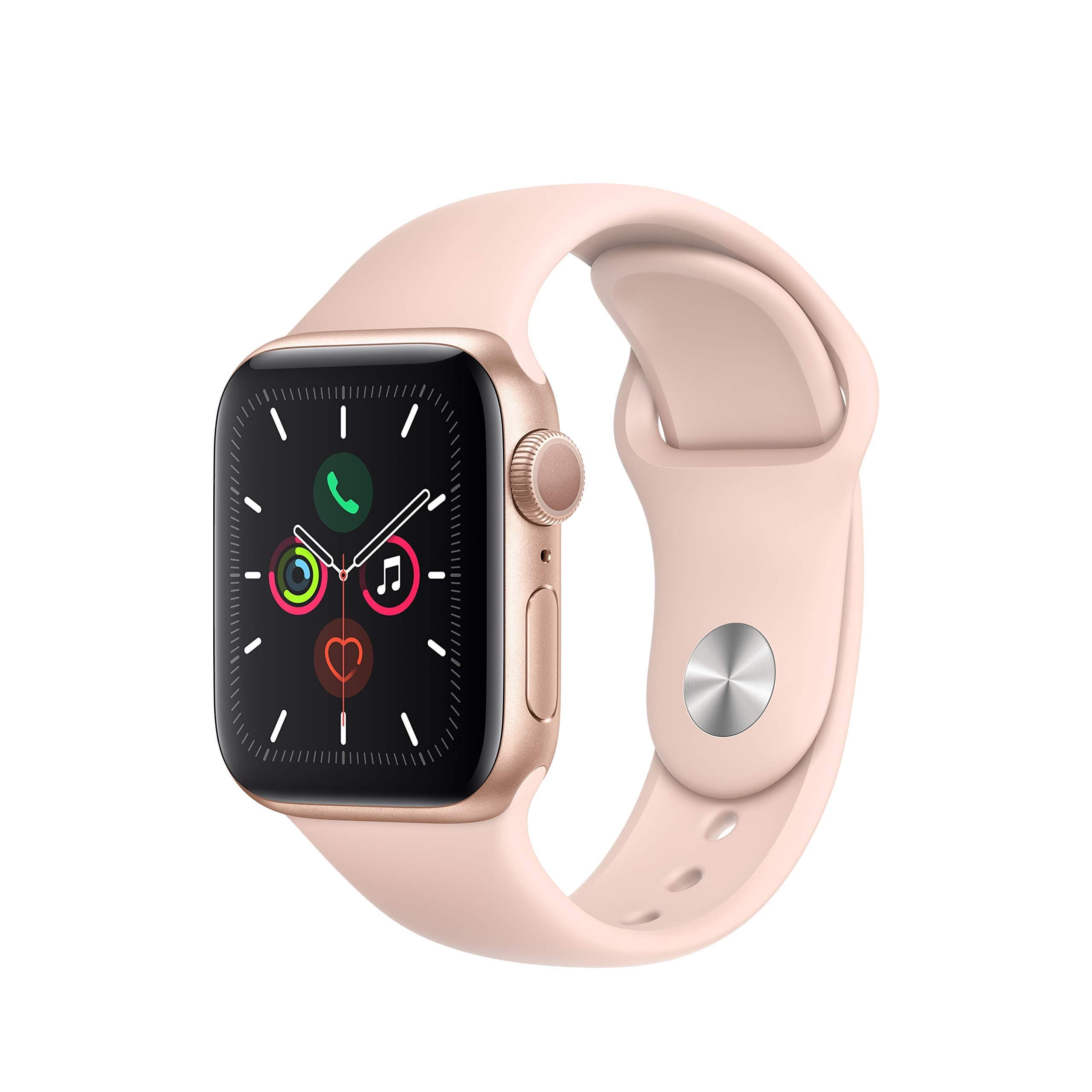 Apple Watch Series 5 (GPS, 40mm) Aluminiumgehäuse Gold mit Sandrosa Sportarmband (Generalüberholt) Angebot bei HelloDeals