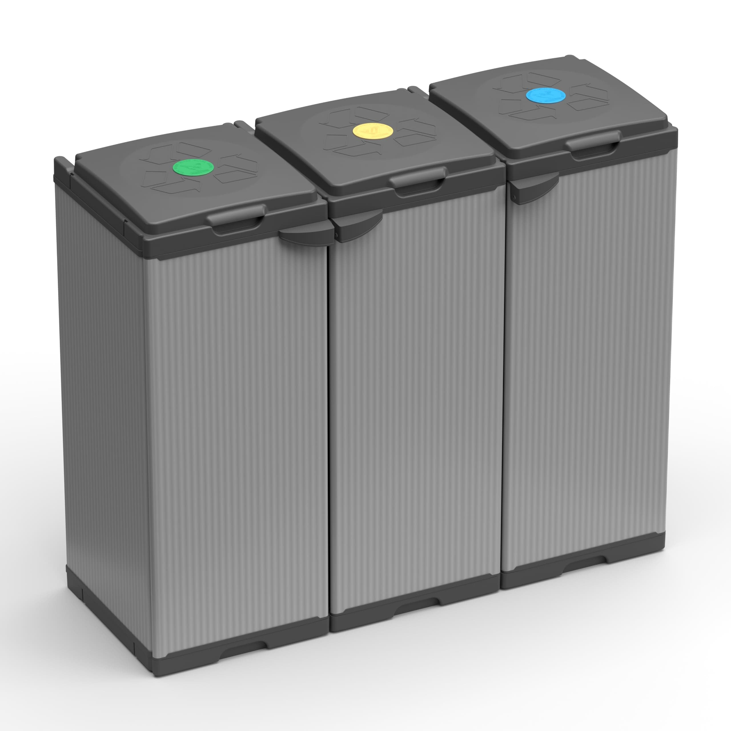 Adventa: Schrank Tris für Mülltrennung aus Kunststoff, einfach zu montieren, modulares System, geeignet für Säcke von 80 – 110 l, robust, für Innen- und Außenbereiche, 102 L x 38 T x 87 H cm Angebot bei HelloDeals