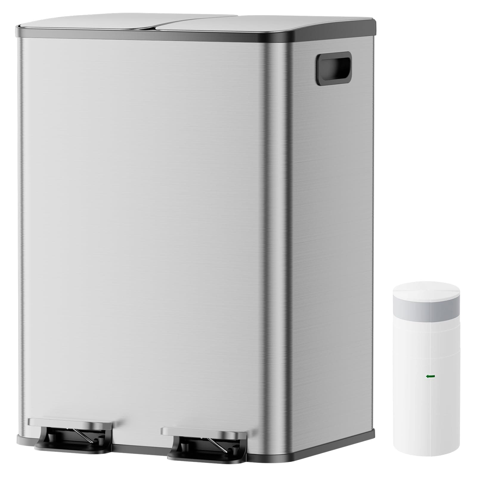 YASHE Mülleimer 2 Fächer mit Deckel, 2x20L Mülleimer Küche, Tretmülleimer Edelstahl mit 20 Müllbeuteln, Herausnehmbaren Inneneimern, Soft-Close Angebot bei HelloDeals