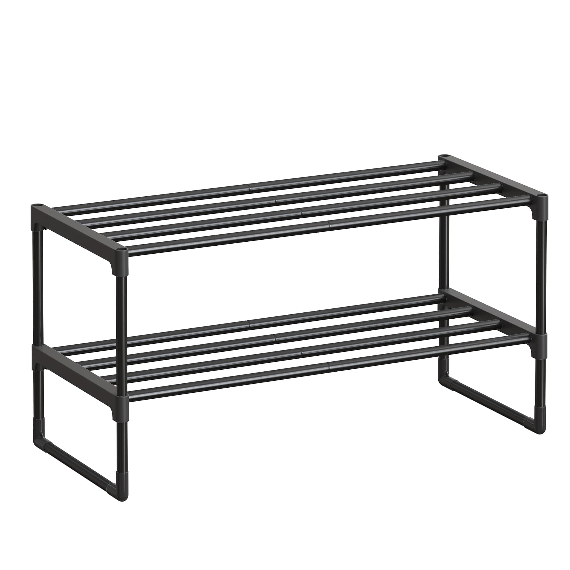 SONGMICS Schuhregal 2 Ebenen, Schuhständer Metall, Schuhaufbewahrung, Schuh-Organizer, aufrecht oder umgedreht, für 6-9 Paar Schuhe, stapelbar, Flur, 30 x 68 x 33,8 cm, schwarz LSA202B01 2 Ebenen (68B cm) Schwarz Angebot bei HelloDeals
