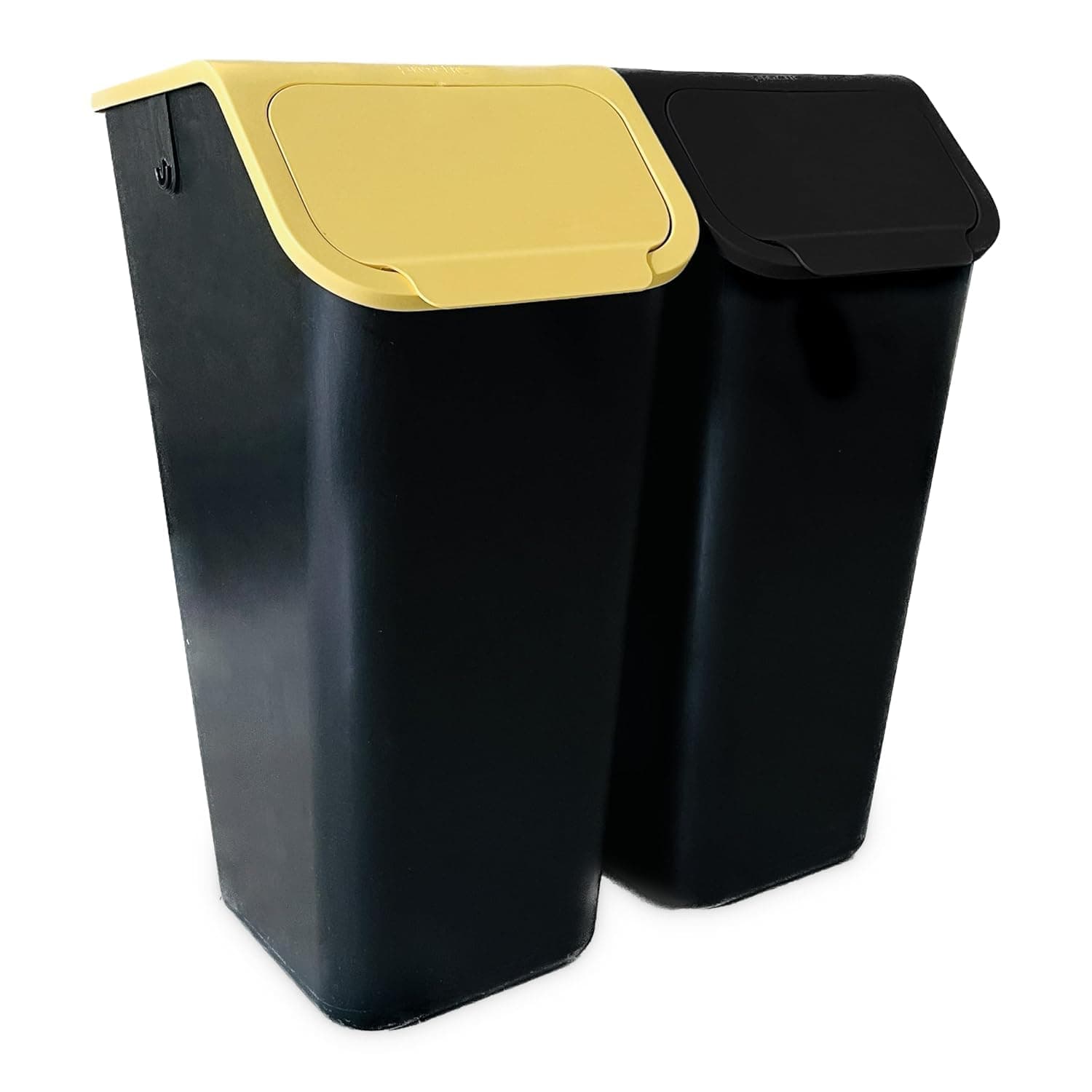 Mülleimer Set 2 Stück 35L Gelb und Schwarz mit Deckel Ohne Griff, Stapelbox Abfalltrennsystem zur Mülltrennung in Küche, Abfallsystem mit Click-Funktion, Abfallbehälter zur Trennung +Filter 2x35l Angebot bei HelloDeals