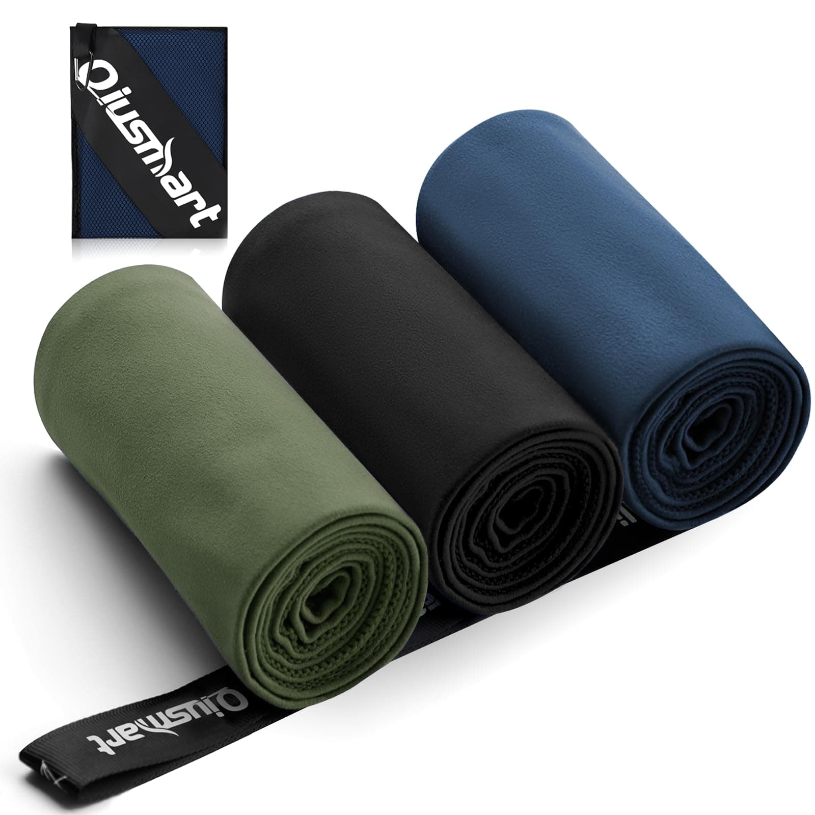 Mikrofaser Handtuch 3er Set (50*100cm): Schnelltrocknend & Kompakte Microfaser Sporthandtuch, für Reisehandtuch, Badetuch, Fitness, Strandtuch und Sport Handtücher (Marineblau + Schwarz + Armeegrün) Marineblau + Schwarz + Armeegrün 50 x 100 cm Angebot bei HelloDeals