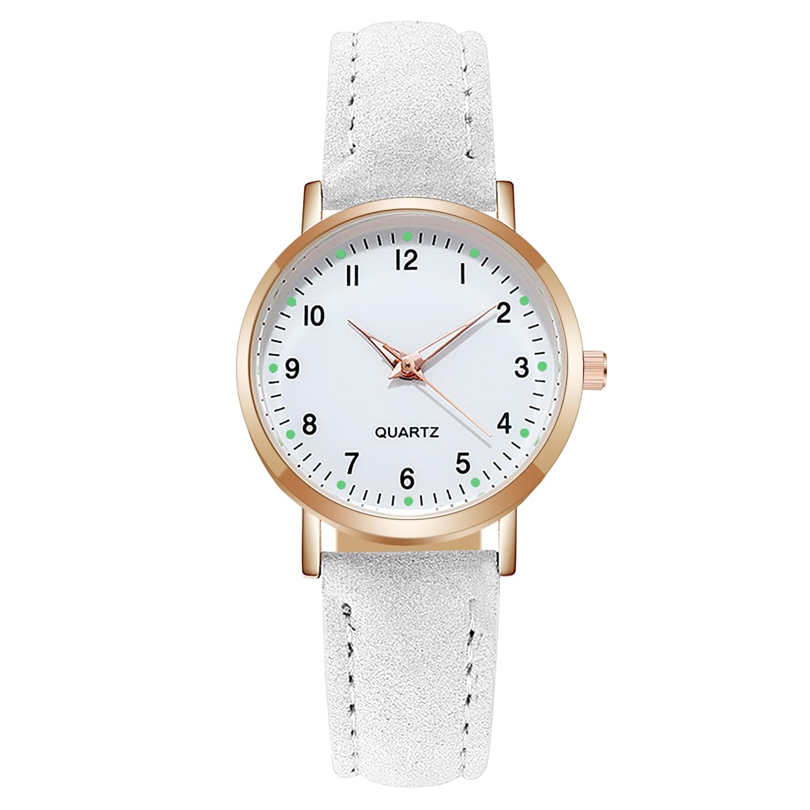 Damenuhr Leder, Damen Analog Quarz Uhr mit Leder Armband, Uhren Damen Einfache Business Klassische Armbanduhr Lässig Quarzuhr Kleideruhr Nachtlicht Weiß Angebot bei HelloDeals