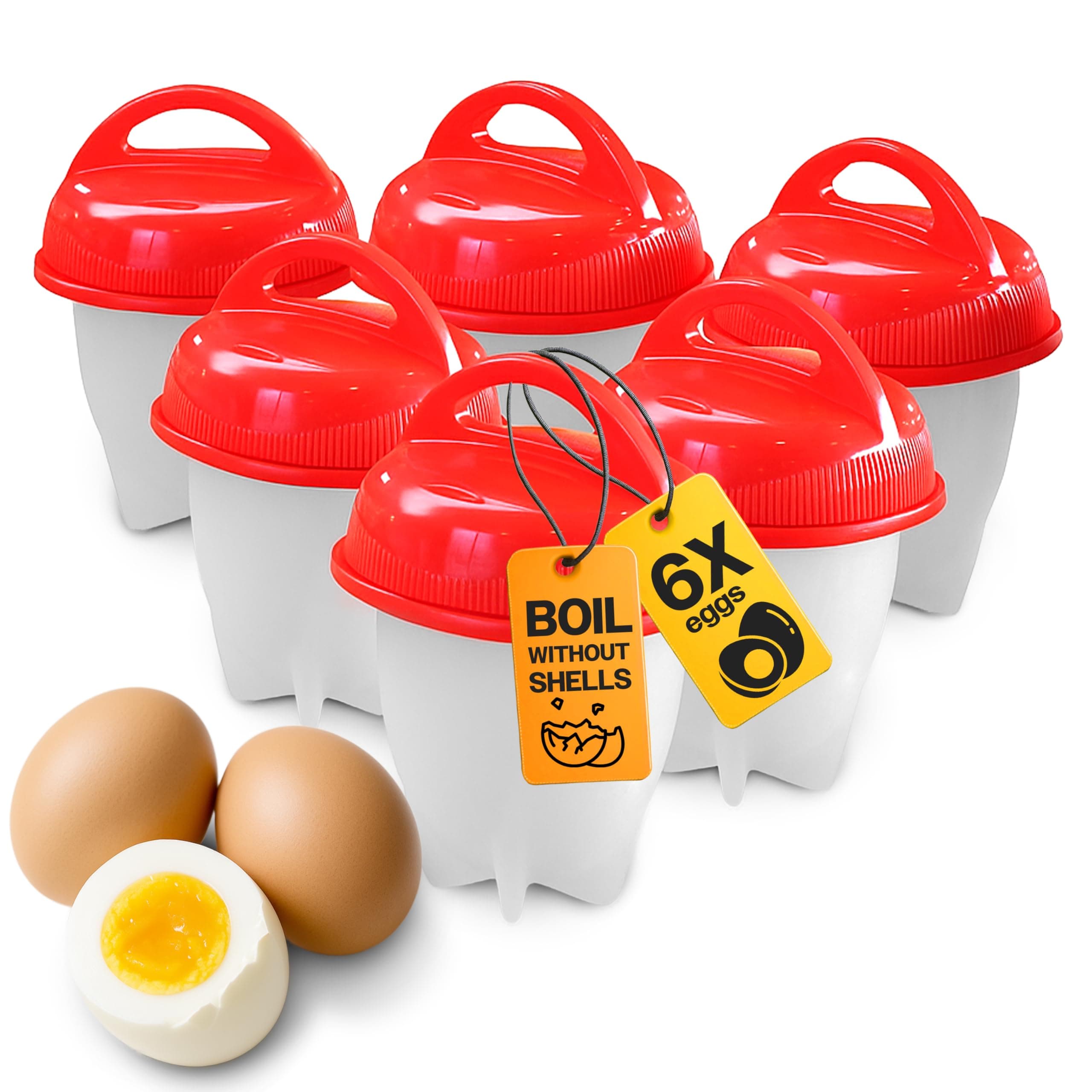 Retoo Eierkocher für 6 Eier ohne Schale Eierformer Eierpochierbecher Antihaftwirkung Eier Kocher Zubehör Eierkochformen Gekochte Eier Eierpochier Dampfer Eggies 7,6x5,4x 3,2 cm Ro Angebot bei HelloDeals
