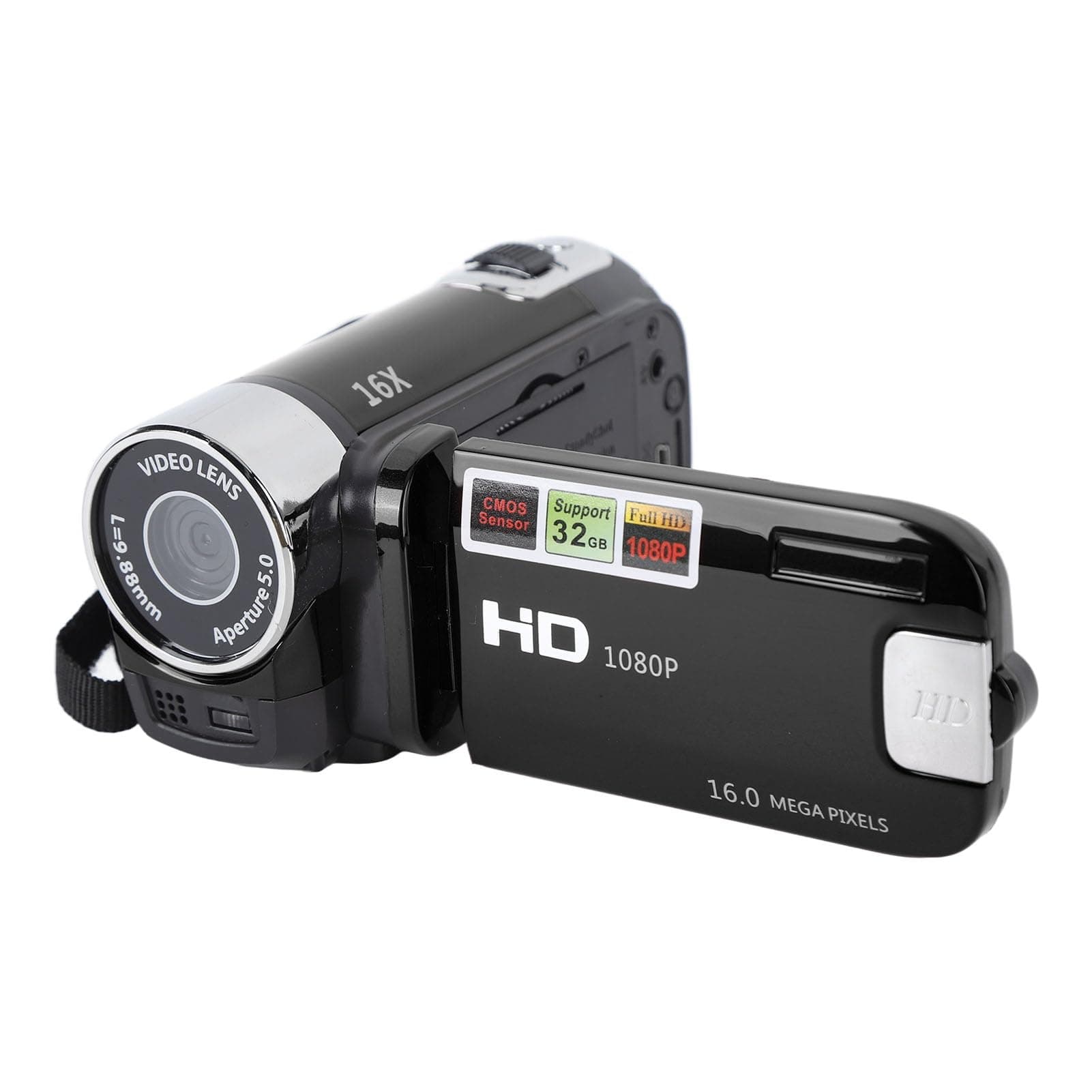 Kids Videokamera-Camcorder, 16x 1080P 30fps Vlogging Kamerarecorder mit Drehbarem 2,7-Zoll-TFT-Bildschirm, Class10 U3-Chip, Fülllicht, Eingebautem Lautsprecher, Support 32GB Expandable(Schwarz) Angebot bei HelloDeals