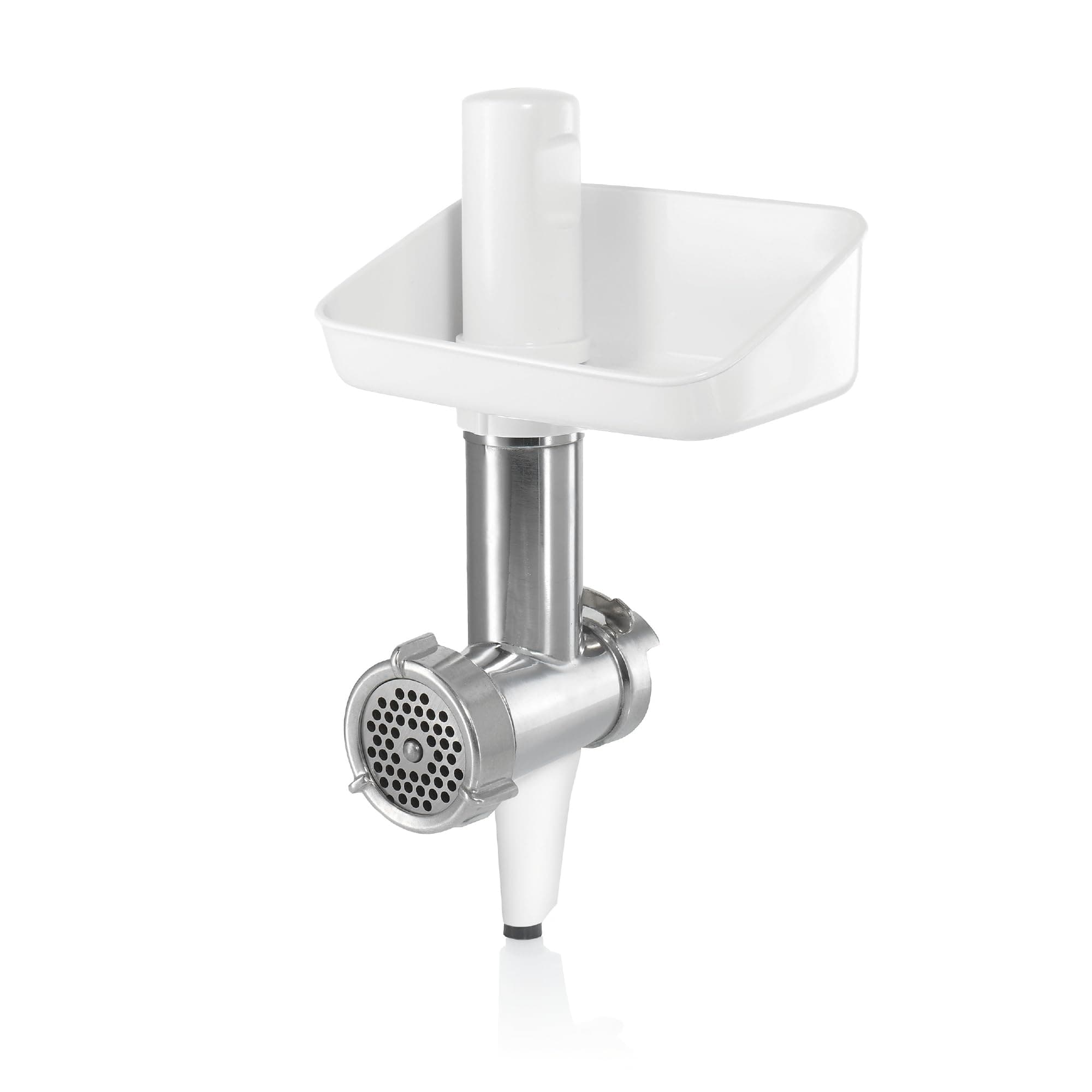 Bosch Fleischwolf MUZ5FW1, Fleischwolf-Aufsatz, Stopfer, Edelstahl Loch-Scheibe 4,5 mm, auch für Fisch und Gemüse, passend für Küchenmaschine Serie 4 Angebot bei HelloDeals