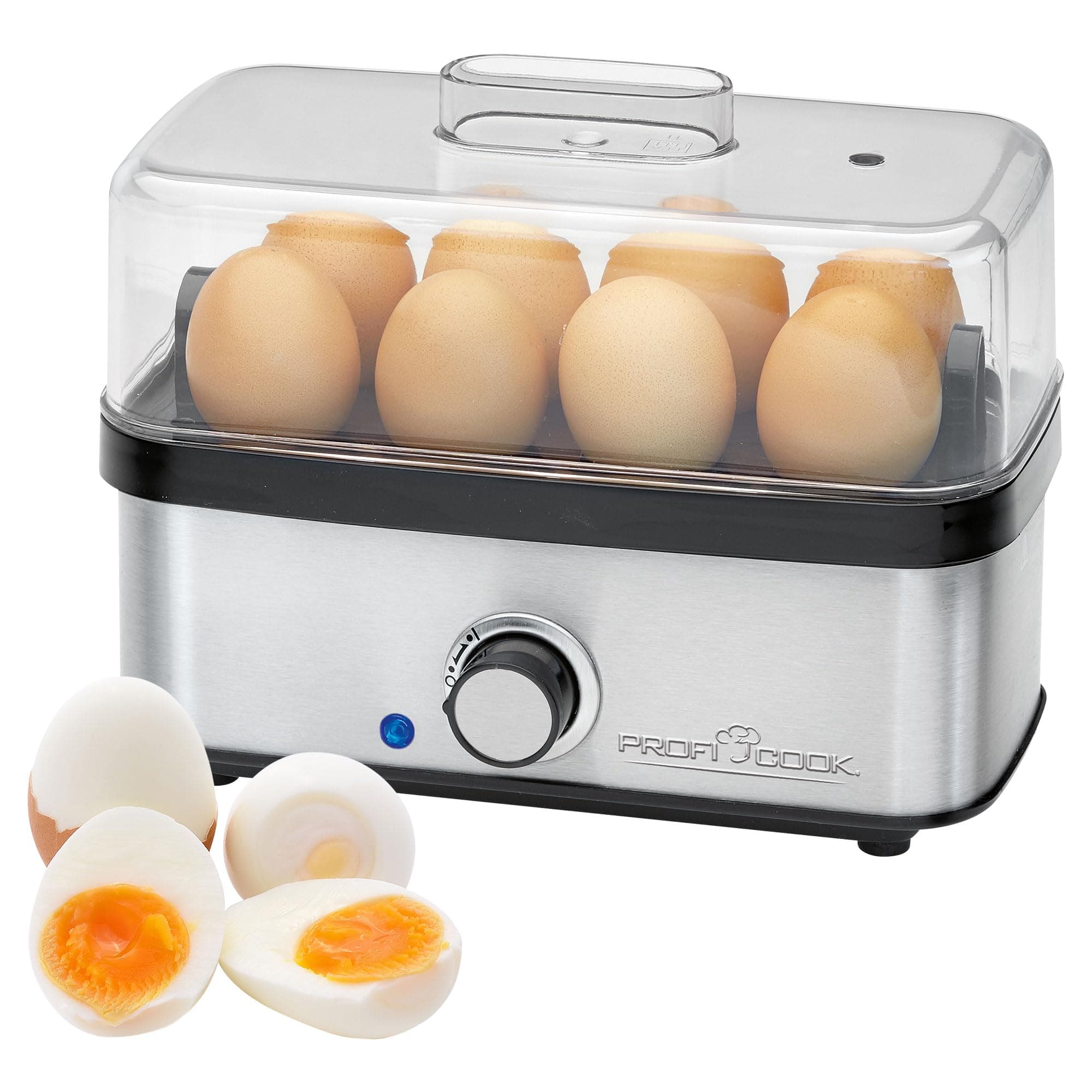 ProfiCook® Eierkocher für bis zu 8 Eier | Egg Cooker mit Omelett-/Pochier-Funktion | Egg Boiler mit Ei-Halter & Messbecher mit Ei-Picker | Eierkocher 8 Eier mit Kontrollleuchte & Summer | PC-EK 1275 Angebot bei HelloDeals