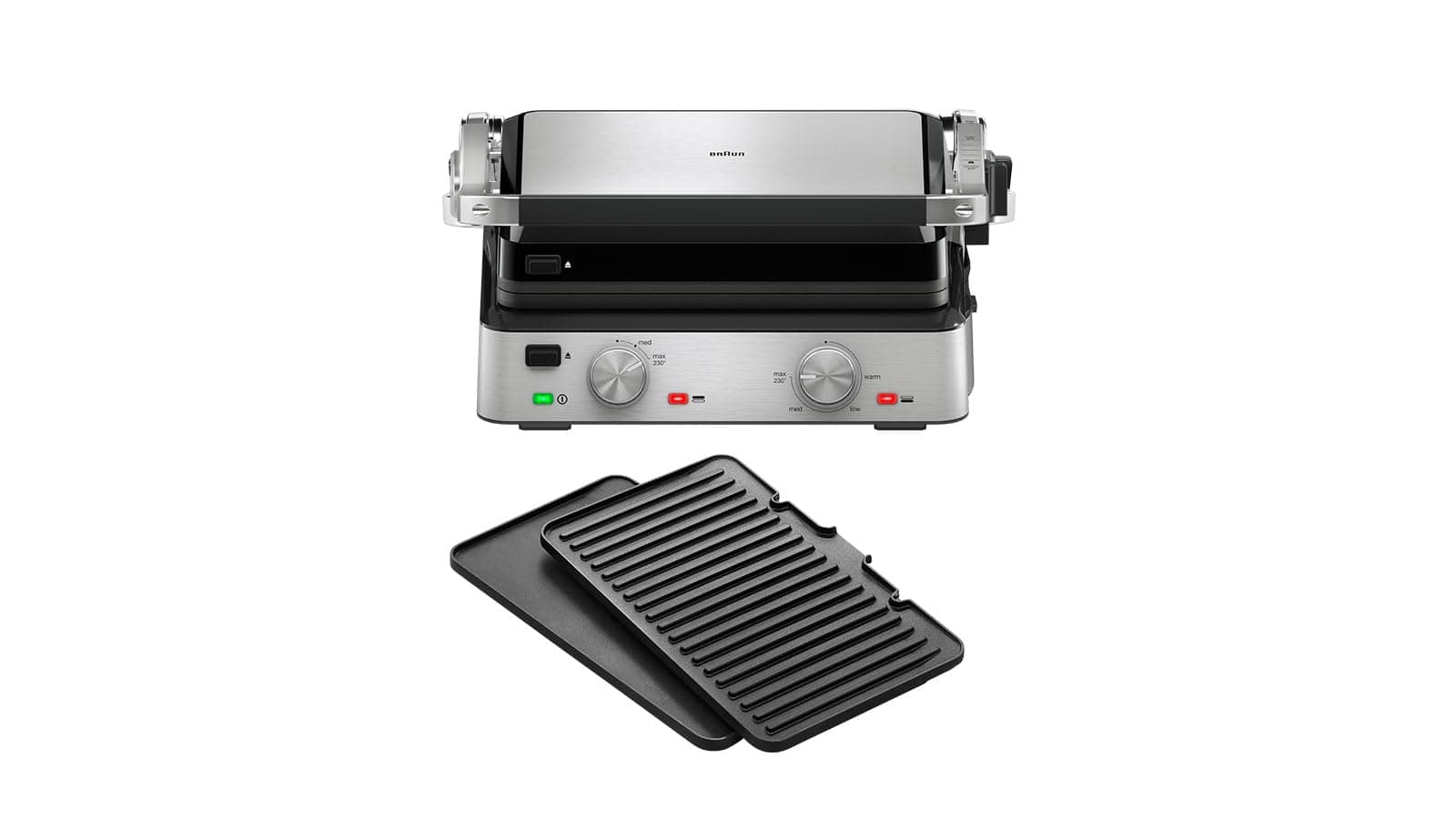 Braun MultiGrill 7 CG7020, 3-in-1 Kontaktgrill, BBQ & Ofen, große Grillfläche (12 Burger), 2000W, 230°, spülmaschinengeeignet (Plancha & Grill), Fettauffangschale, Elektrogrill Indoor 1 Grill-/1 Plancha-Platte + manuelle Temperatureinstellung Angebot bei HelloDeals
