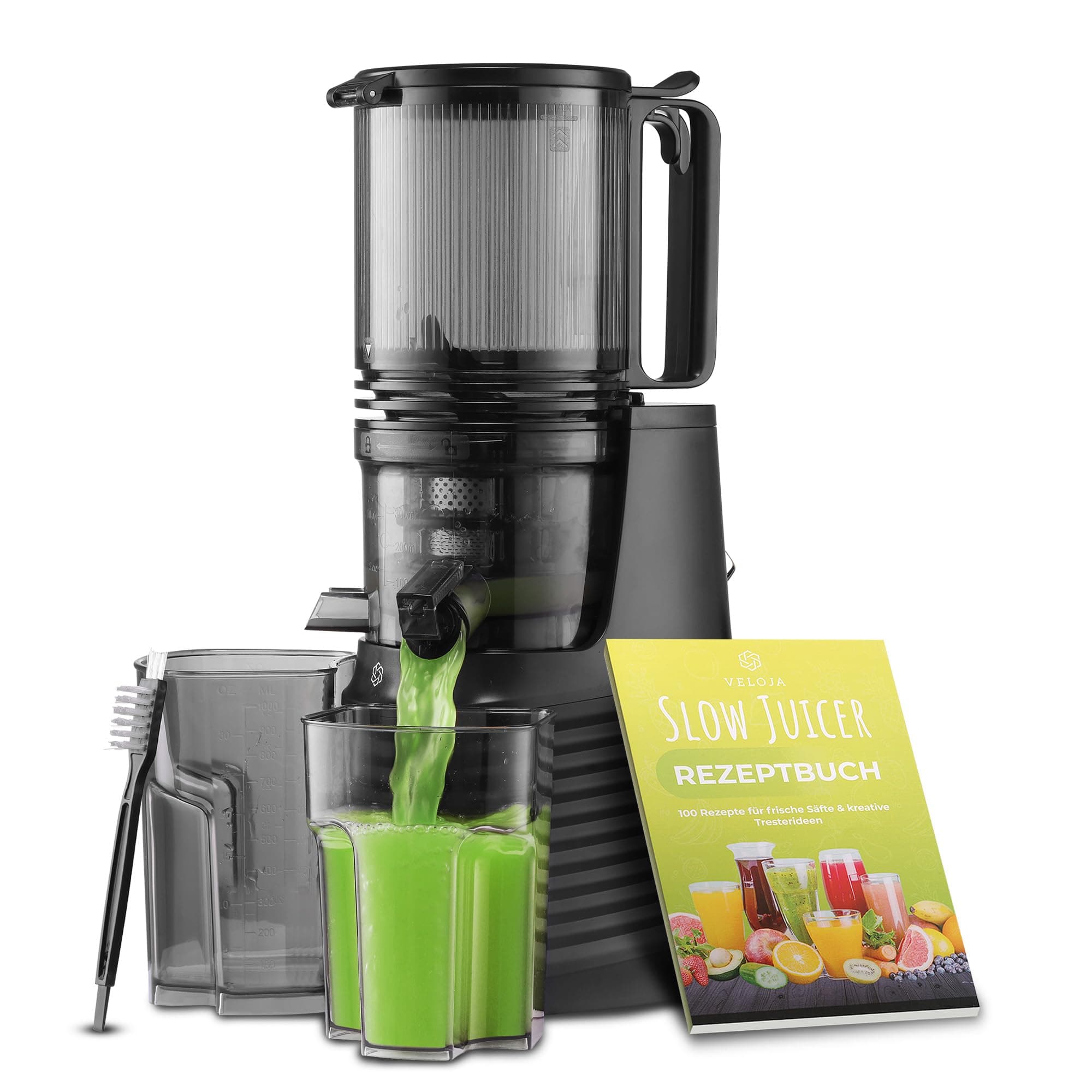 Slow Juicer Pro - Kaltpresse Entsafter für ganze Früchte & Gemüse mit 130 mm XL-Einfüllschacht – Ultraleiser Motor – Leicht zu reinigen – Inkl. Rezeptbuch für Säfte & Tresterrezepte Angebot bei HelloDeals