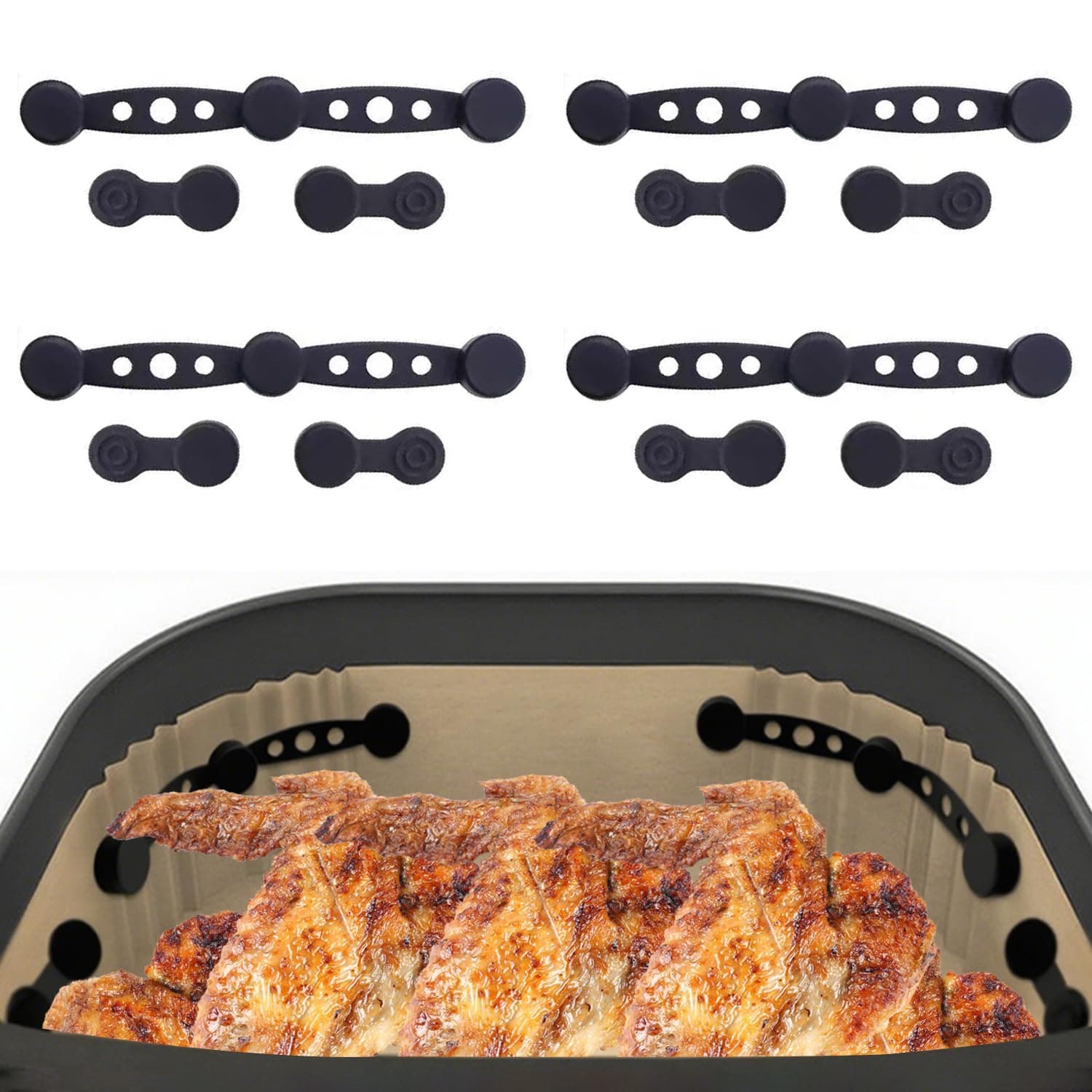 12 Stück Magnetische Silikonschnallen für Heißluftfritteusen,Magnetische Backpapier Befestigungsschnalle, Magnet Silikon Schna zum Kochen und Backen in Der Heißluftfritteuse(Schwarz) Angebot bei HelloDeals