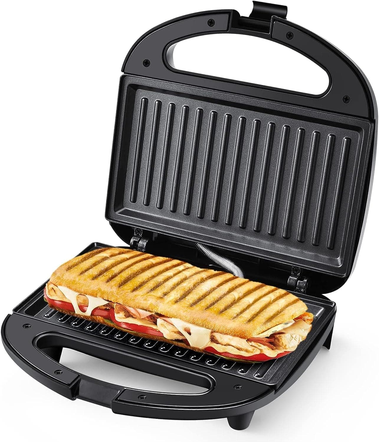 YASHE Sandwichmaker, 750W Sandwichtoaster Antihaftbeschichtete Platten, Kontaktgrill Automatischer Temperaturregler, Kontrollleuchten, BPA Frei, Edelstahl/Schwarz Angebot bei HelloDeals