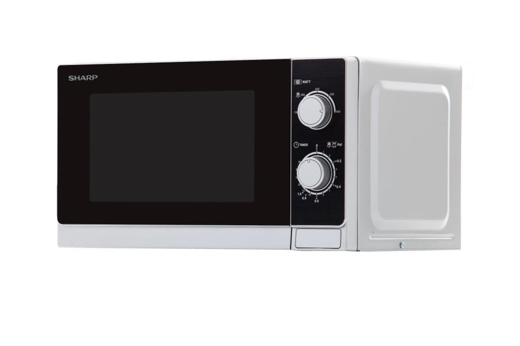 Sharp R200INW Solo-Mikrowelle/ 20 L/ 800 W/ 5 Leistungsstufen/Timer von 35 Minuten bis 00 Sekunden/gewichtgesteuertes Auftauen/Energiesparmodus/Glasdrehteller (25, 5 cm)/ silber Angebot bei HelloDeals