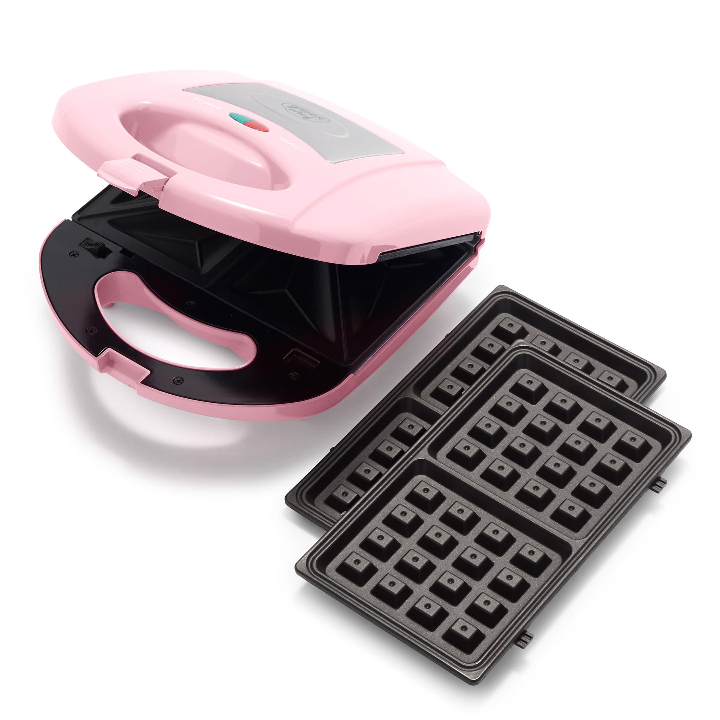GreenChef Electric 3-in-1 Panini-, Waffel & Sandwichmaker, PFAS-freie Gesunde Keramik-Antihaft, Abnehmbare Spülmaschinenfest Grillplatten, Einfache Kontrollleuchte und Verschließbarer Deckel, Rosa Angebot bei HelloDeals