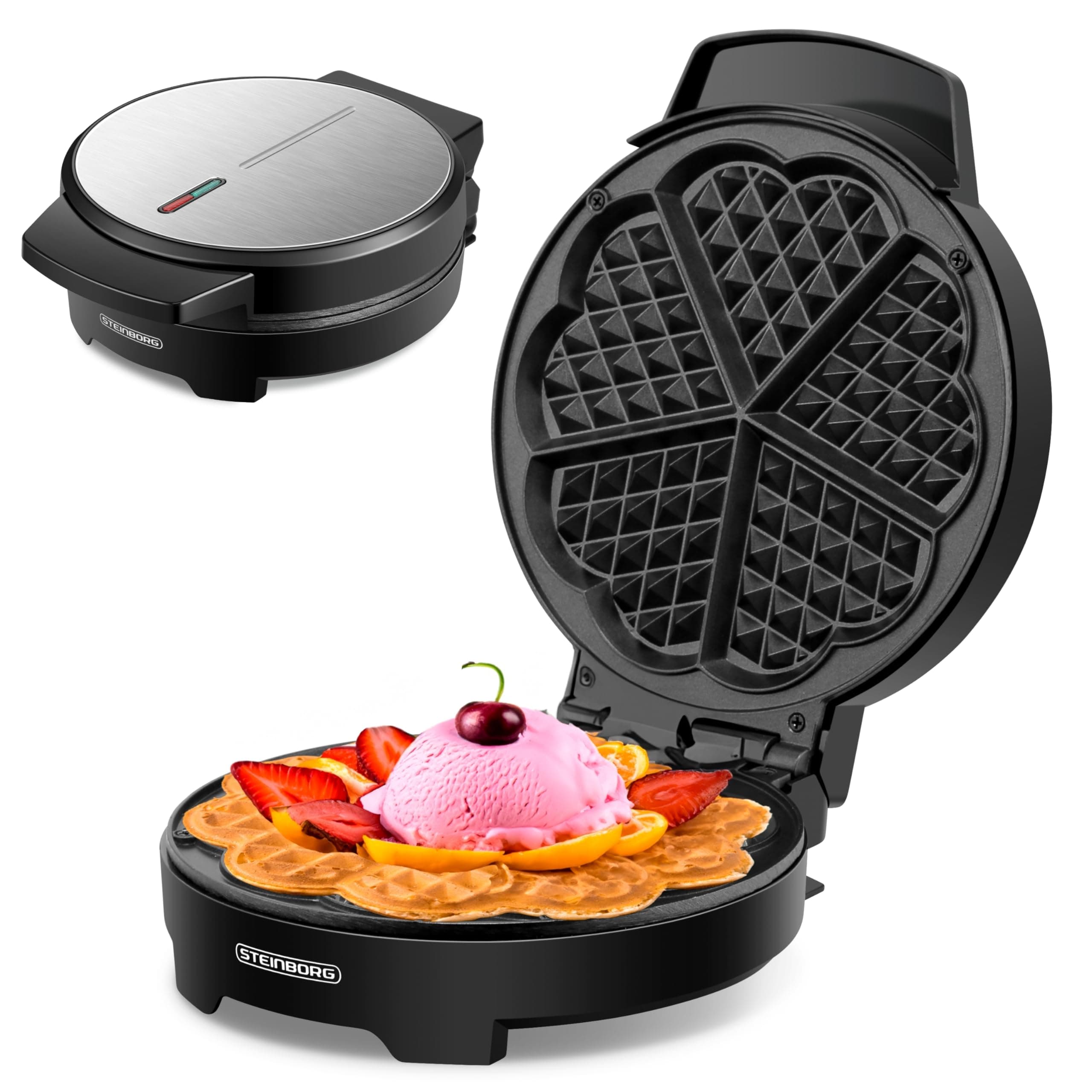 Waffeleisen | 1000 Watt | Waffelautomat für Herzwaffeln | Wafflemaker | Paninigrill | Waffeltoaster | Waffle Maker | Elektrogrill | Cool-Touch-Technologie | Antihaftbeschichtung | Angebot bei HelloDeals