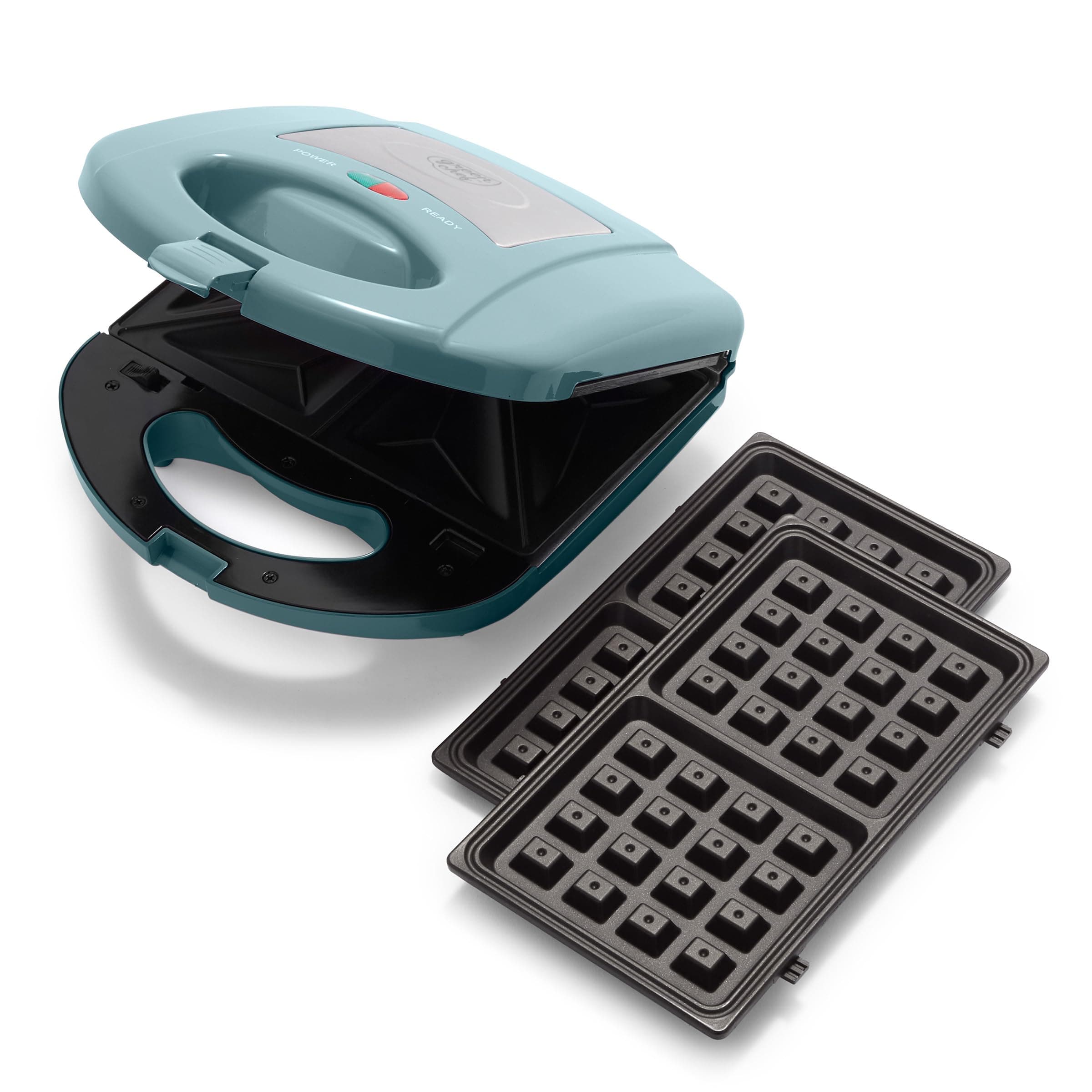 GreenChef Electric 3-in-1 Panini-,Waffel & Sandwichmaker,PFAS-freie Gesunde Keramik-Antihaft,Abnehmbare Spülmaschinenfest Grillplatten,Einfache Kontrollleuchte und Verschließbarer Deckel,Rauch Blau Schwarz Angebot bei HelloDeals